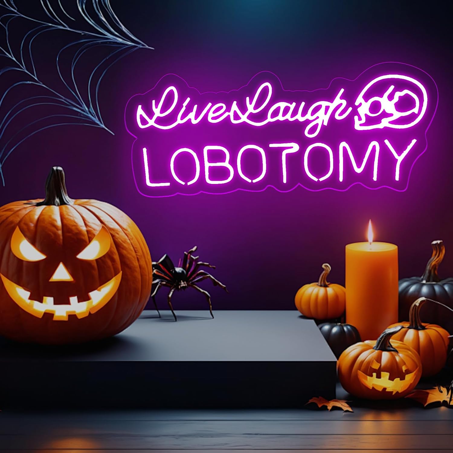 Live Laugh Lobotomy Neon Sign, Gothic Home Decor, Funny Led Neon Light Sign Halloween Yard Decor Event Sign Personalized Gift, Encouraging Light, Pink Led Light for Bedroom, Club