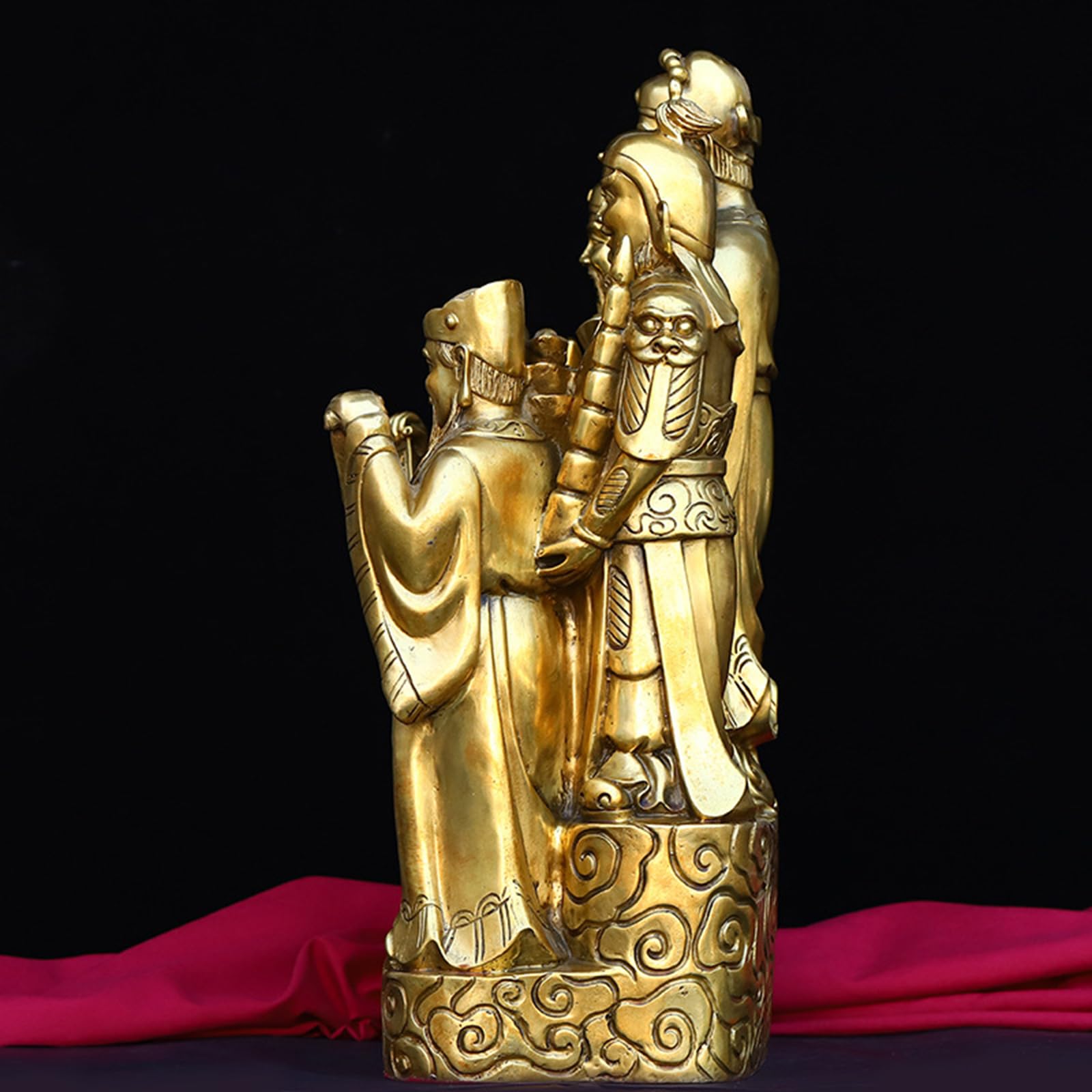Wysokiej jakości duża mosiężna statua pięciokierunkowego boga bogactwa | Tradycyjna chińska figurka Caishen Feng Shui Wystrój biura domowego Ozdoba zapewniająca dobrobyt