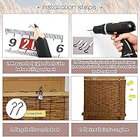 Vista 6 de Persiana Enrollable de Caña 15x48 pulgadas (AnxAl)/38x121CM Persianas de Bambú para Exteriores Cortinas Enrollables Romanas para Patio con Elevador