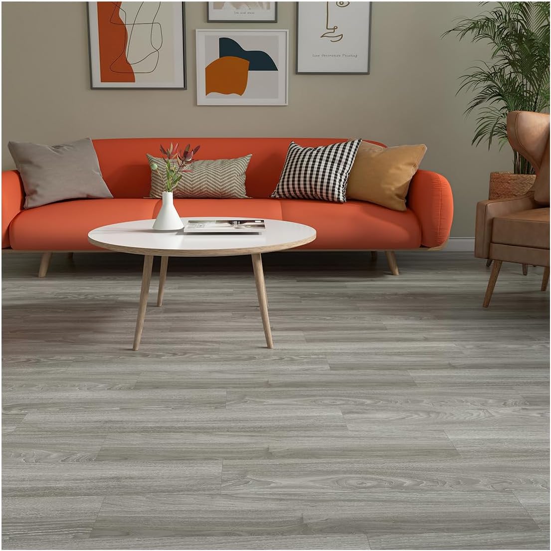 𝐅𝐋𝐎𝐑𝐄𝐗𝐏 Vinyl Flooring - Lino Flooring,Peel & Stick Floor Tiles Self Adhesive Floor Tiles,𝟐𝐦𝐦 18𝐩𝐜𝐬 Waterproof,for Kitchen Living Room Floor Plank(2.51𝐦²,Western Oak),