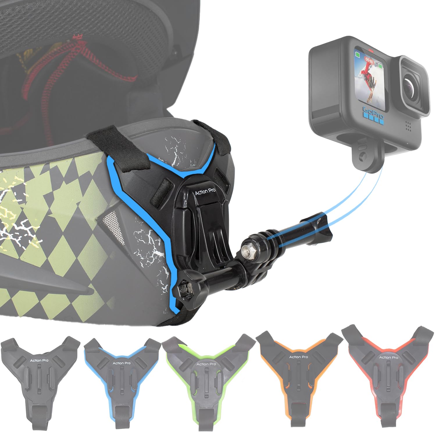 Sponsored Ad - Action Pro Helmet Chin Mount Strap with J Hook Compatible with All Smartphones and GoPro 13 12 11 10 9 8 7 5 4 | SJCAM | DJI Osmo | Insta 360 X4 X3 X2 & Other Action Cameras [Made in India] (Blue)