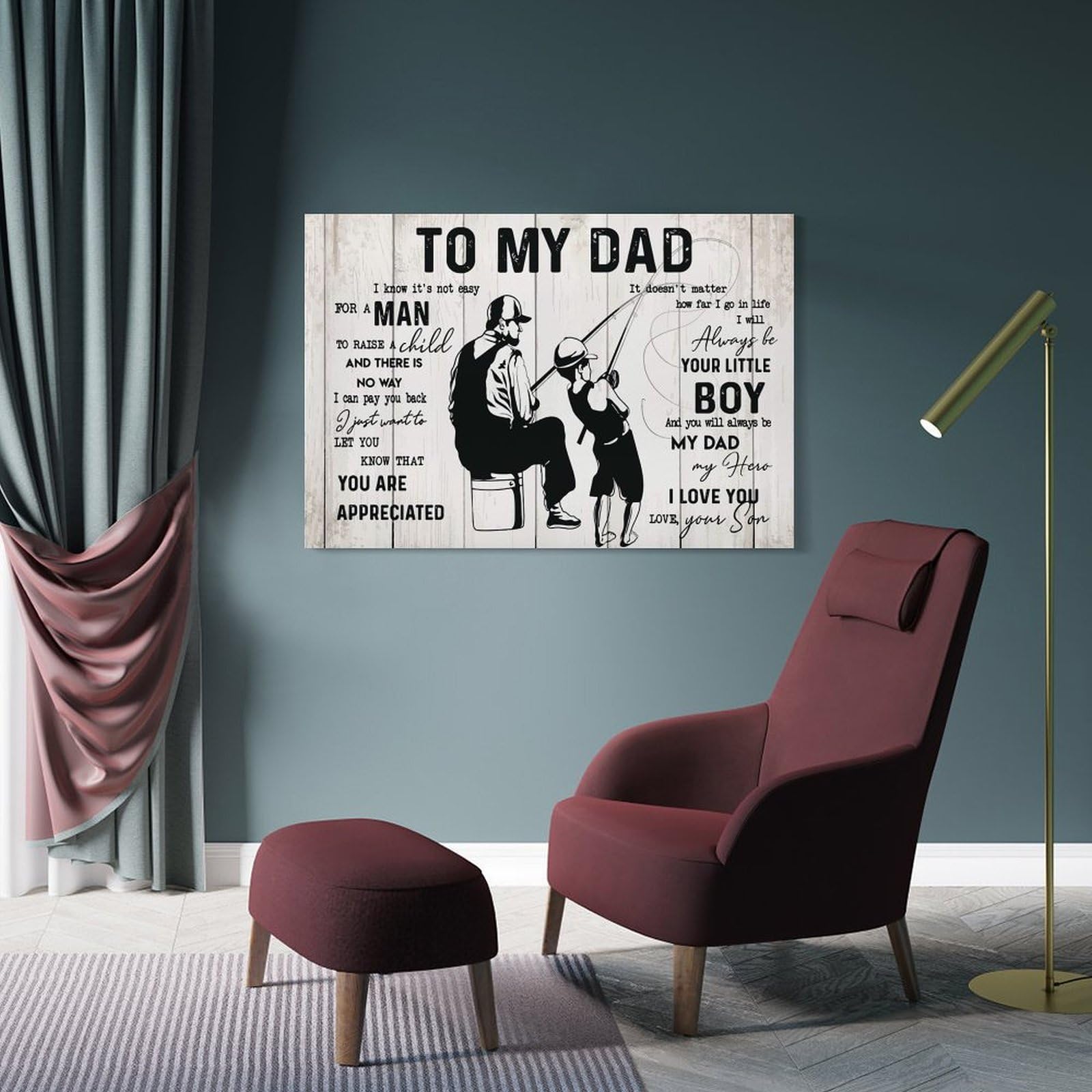 Junmoney Father And Son Fishing Decorative Wall Artwork 08x12inch(20x30cm), for Living Room, Bedroom, Office Or Hallway, Decorative Artwork with Broad Appeal