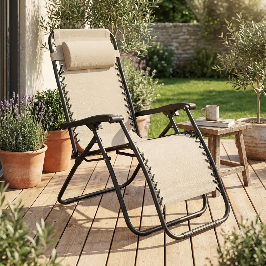 HEMAX Sdraio Zero Gravity Lettino Prendisole Regolabile Sedia – grigio