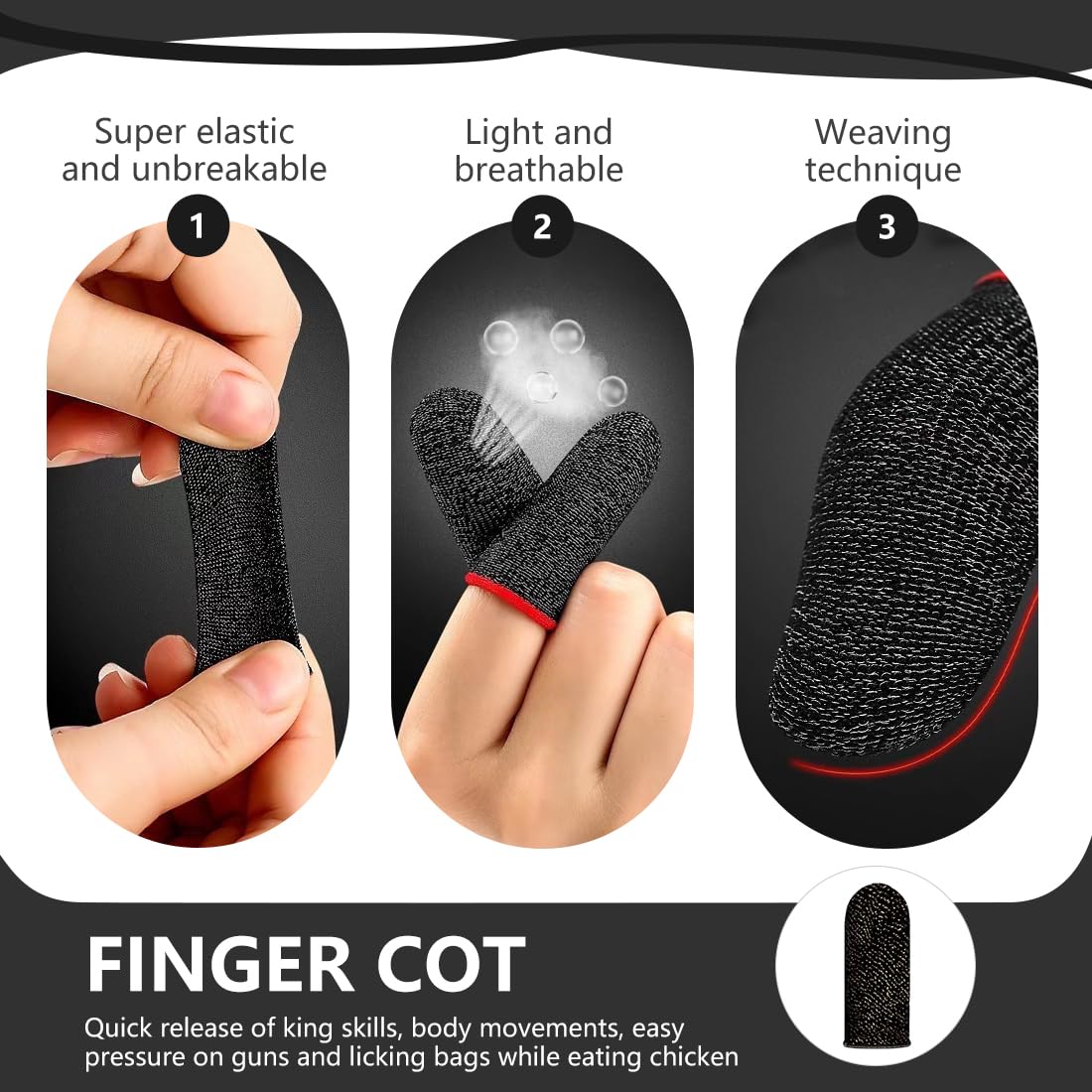 20 pièces Manchons de Doigt pour Gaming Mobile, Protection de Pouce Anti-Transpiration, Gants pour Écran Tactile Jeu Mobile