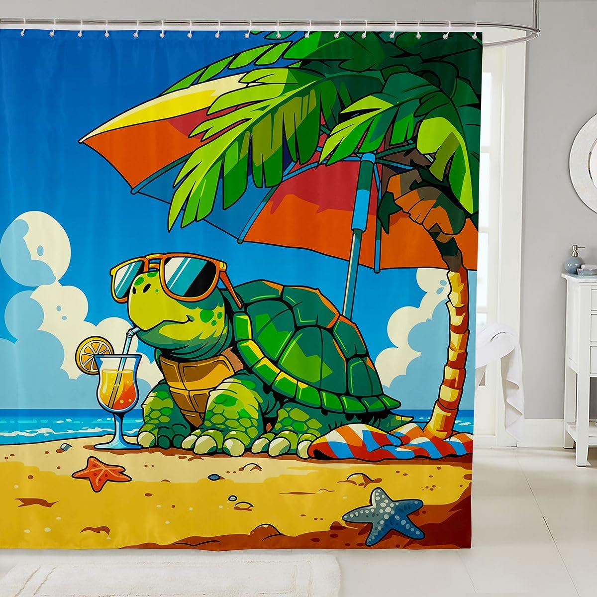 Rideau de douche Hawaii Tropical 180x210 rideau salle de bain plage