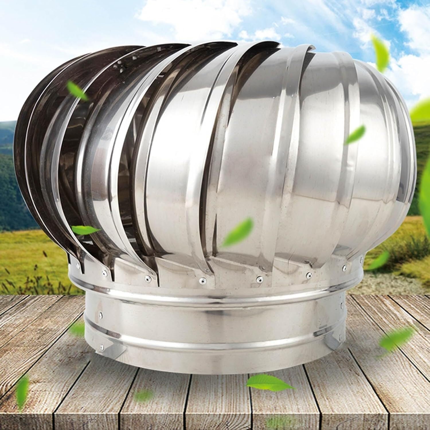 JvFbjLF 304 Stainless Steel Vents Powerless Roof Fans Chimney Rotary Ventilators Suitable For Attics(160mm)