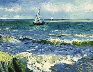 NIHO-JIUMA Van Gogh Diamond Painting Kits Seascape, 5D DIY Full Drill Diamond Art Gift for Adults/Teen, Home Decoration (30X40cm/12x16inches)