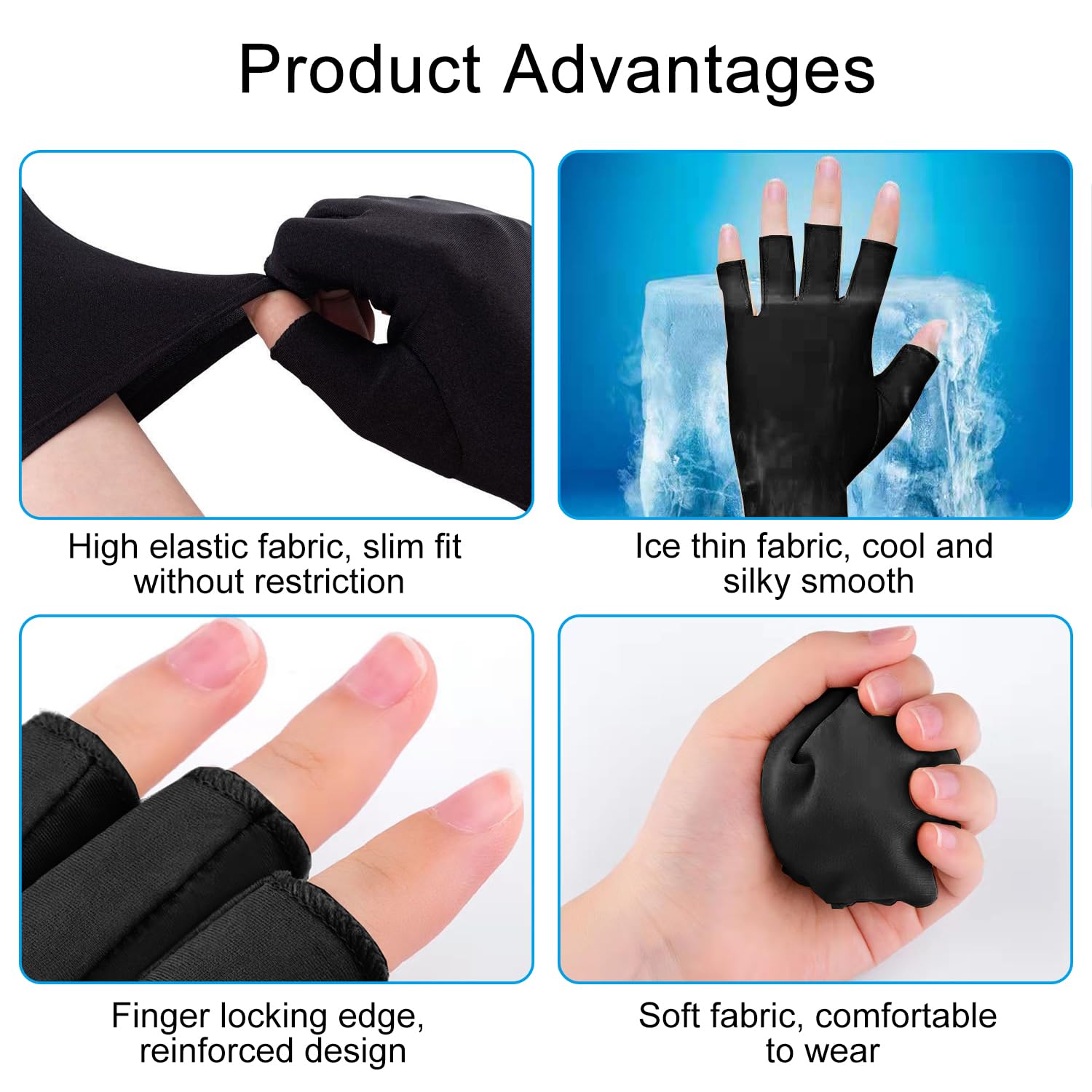 UV Shield Guanti Unghie Guanti Manicure Professionali Anti-UV Protezione Guanti Senza dita per Smalto Nail Art Asciugatrice Nero