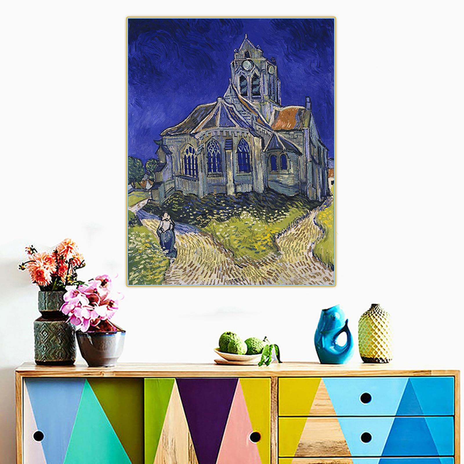 絵画オーヴェルの教会ゴッホレプリカ, image size:1600x1600