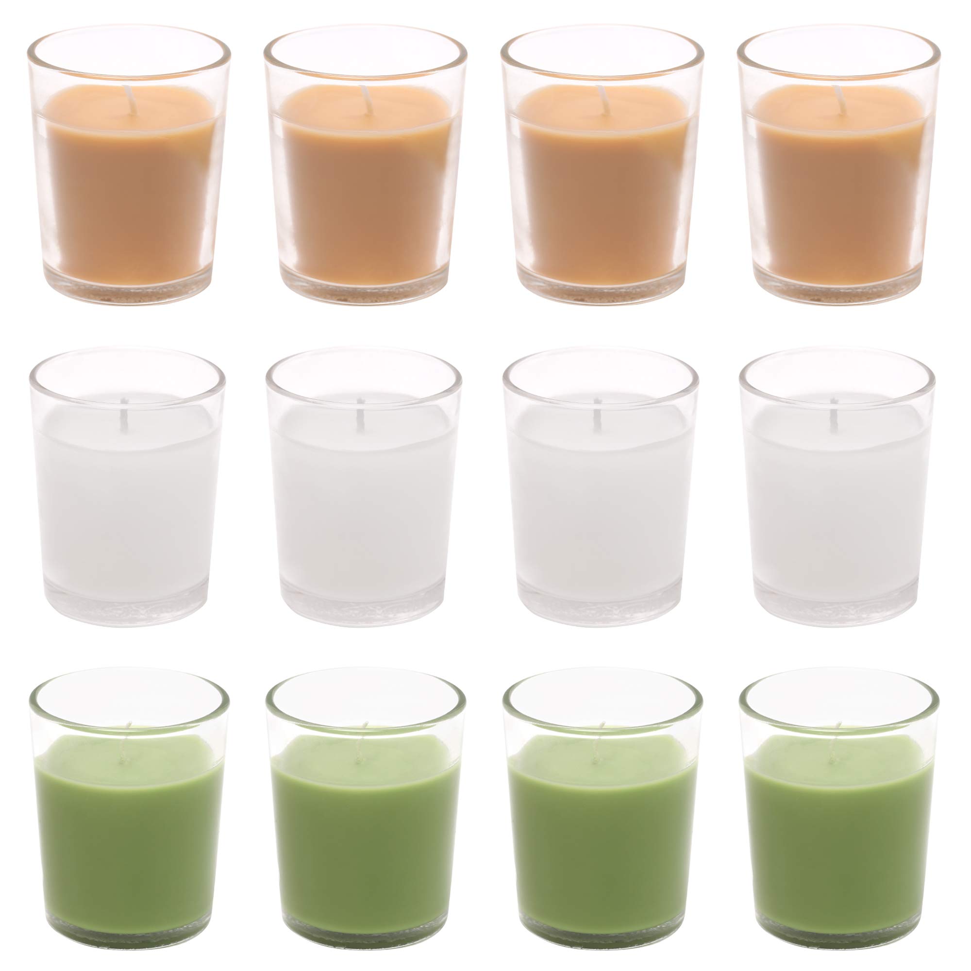 Amazon Brand - Solimo Votive Glass Candles, Pack of 12 (Scented - Jasmine, Lemon Grass & Sandalwood) (B07FHFS63P) Amazon Price History, Amazon Price Tracker