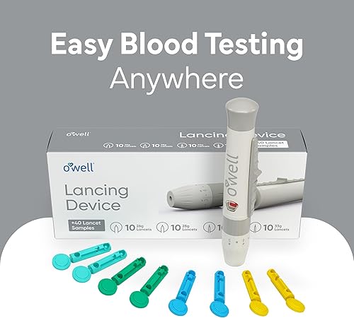 Miniatura 6 de OWELL Kit de dispositivo de punción, dispositivo de lanceta diabética ajustable para pruebas de azúcar en sangre, incluye 40 lancetas de 4 medidores