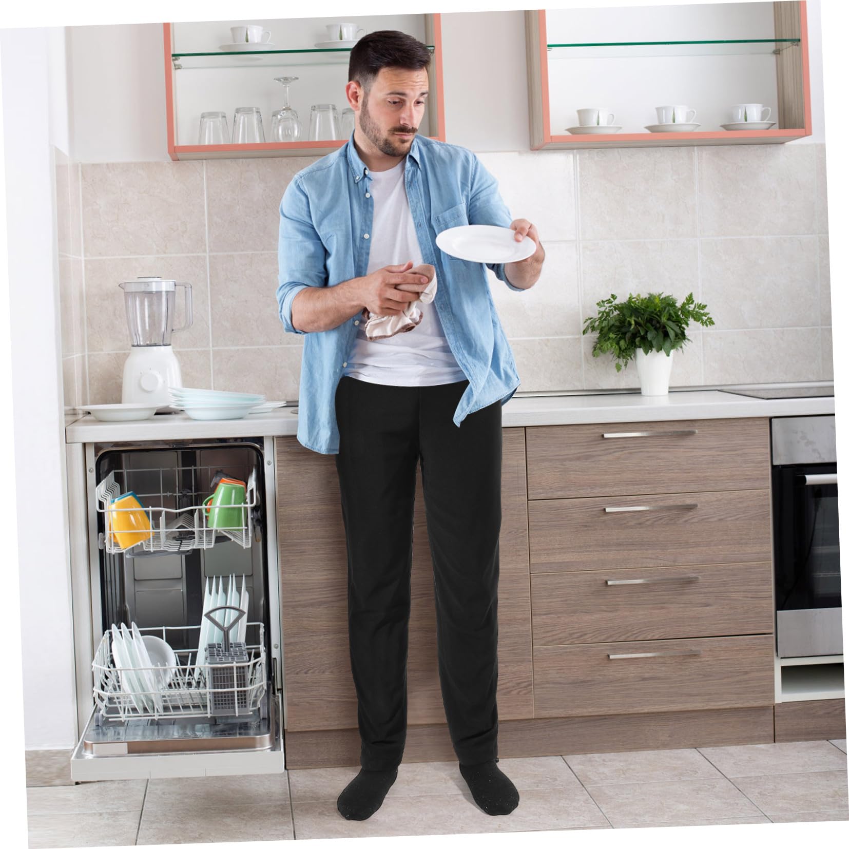 Pantaloni da Chef Traspiranti Nero per Ristoranti e Cucine Professionali Facili da Lavare e Resistenti all Olio