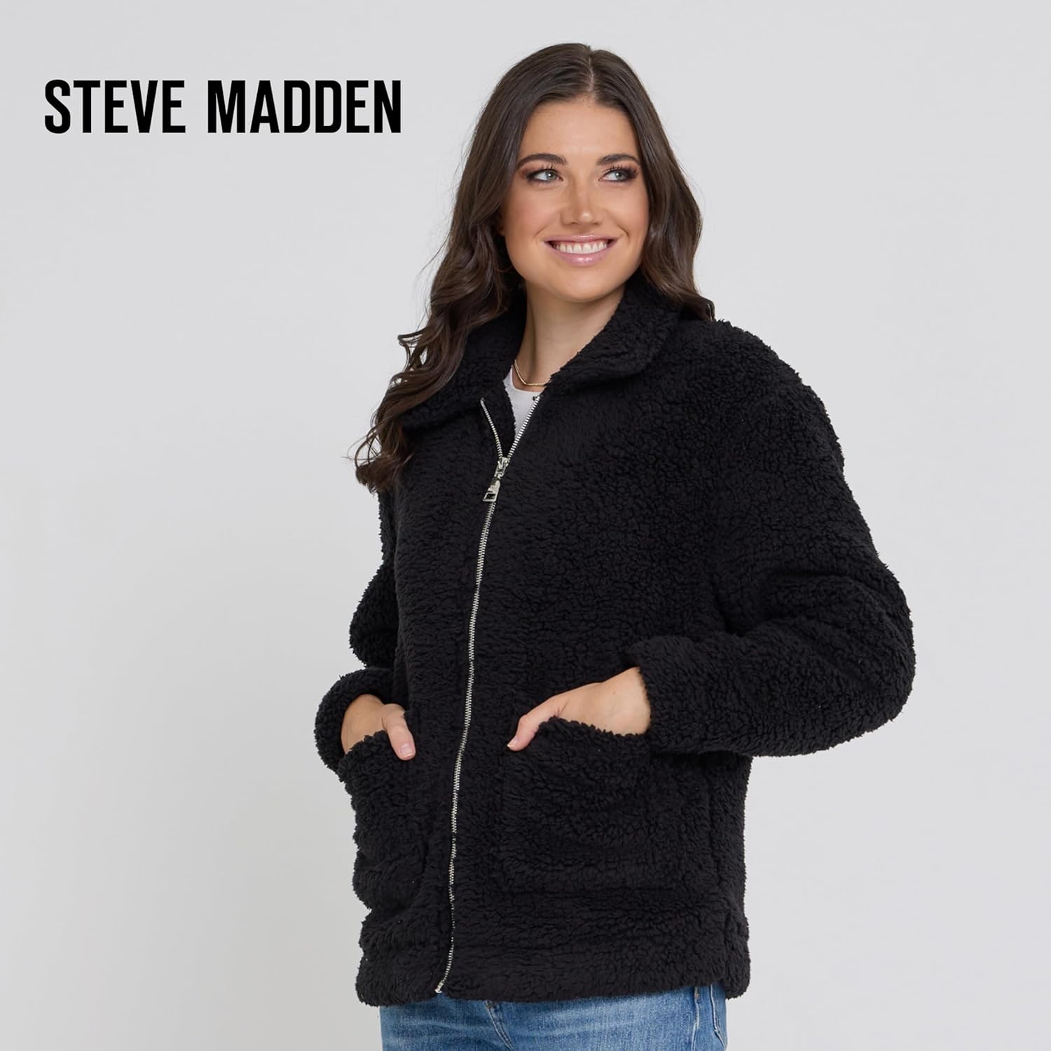 Steve Madden Sherpa Jacket Women - Oversized Faux Fur Winter Coats for Women, Shearling Fleece Plus Size Winter Jacket XS-3X - Image 2