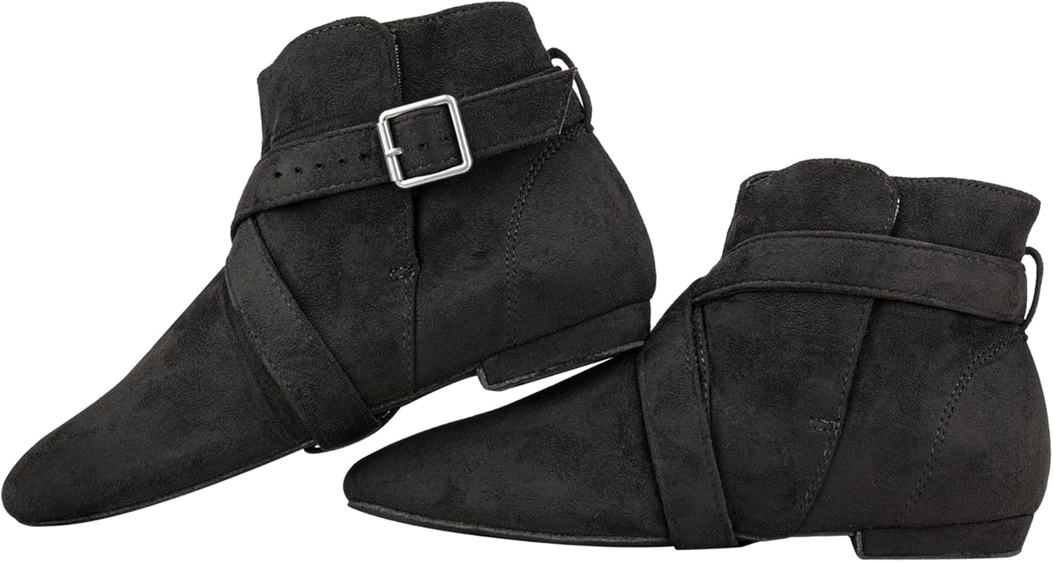 Women's Short Dance Boots Lace Up Hook and Loop Fastener Ankle Shoes with Suede Sole Line Dance West Coast Swing Ballroom Latin Jazz Modern Practice Performance Dance Shoes