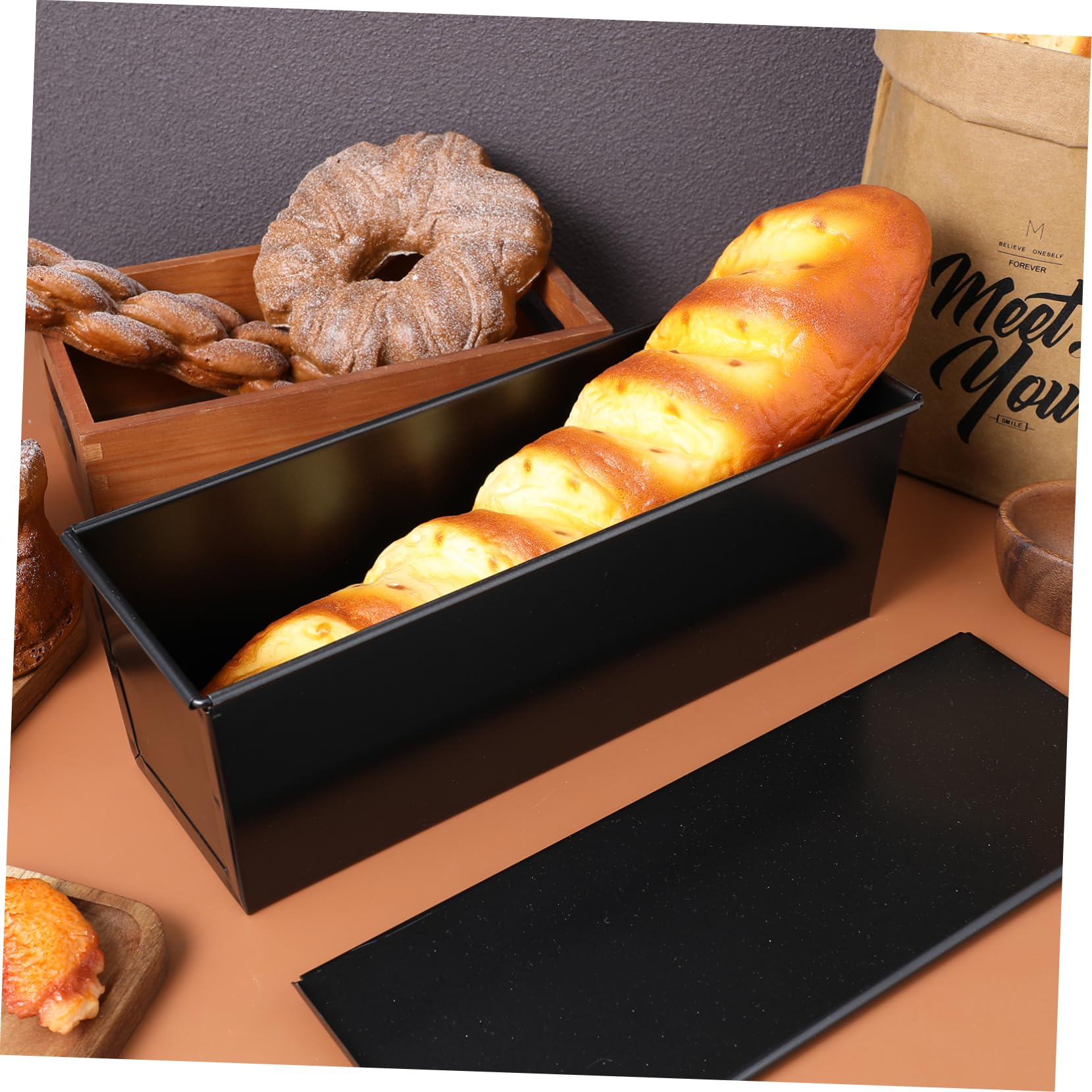 LIFKOME Moule Couvercle à 750g Pain Noir Rectangulaire Inoxydable Acier