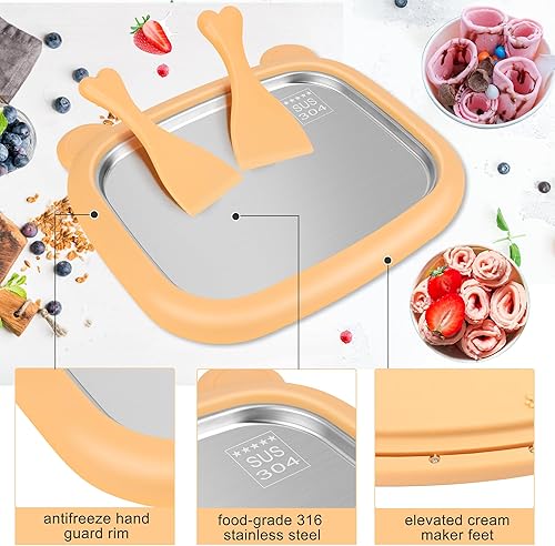 Miniatura 5 de Windspeed Máquina para hacer helados enrollados 1+12P, bandeja para hacer helados instantáneos, placa fría instantánea para hacer granizados