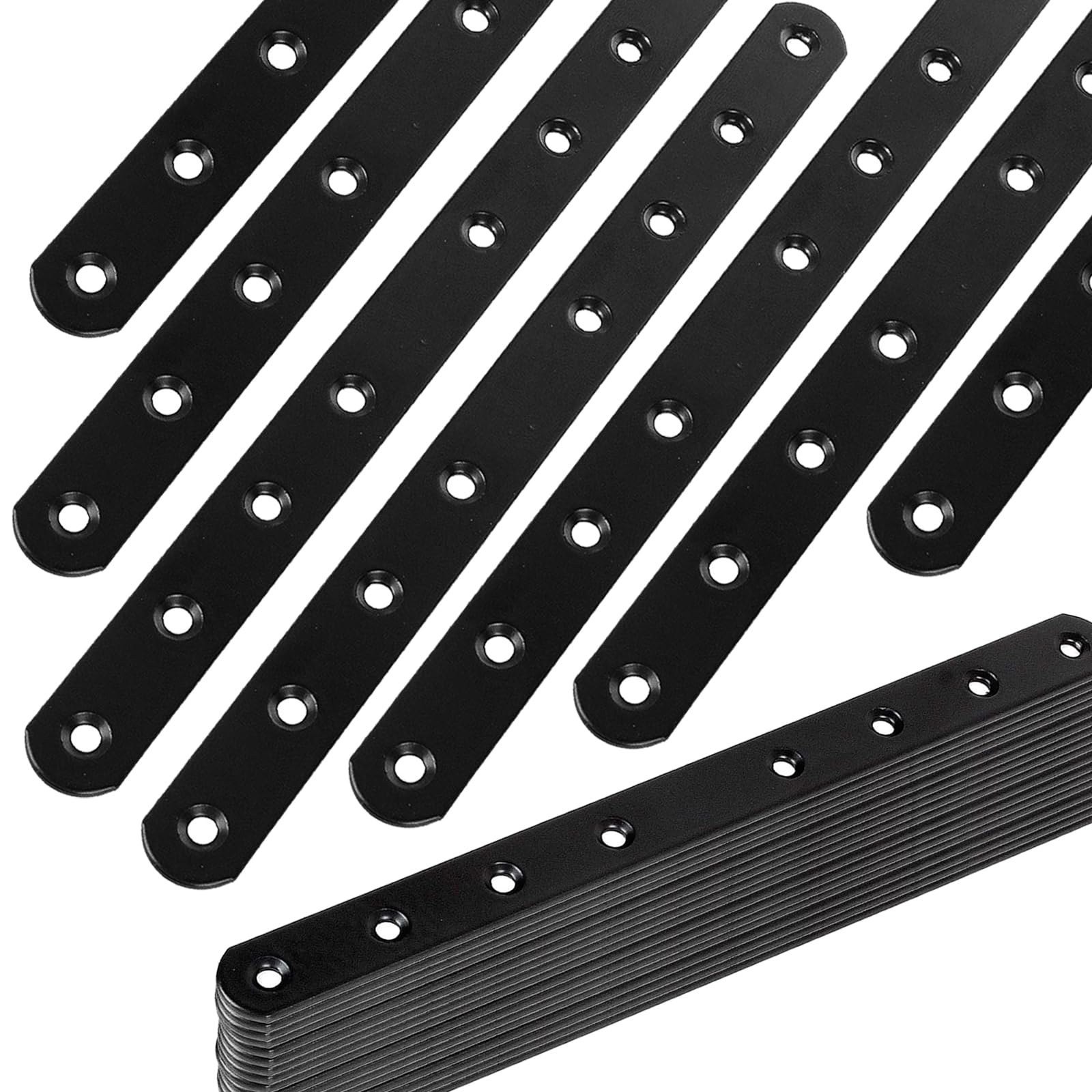24Pack Straight Brackets Black Mending Plate 10In Metal Brackets for Brace