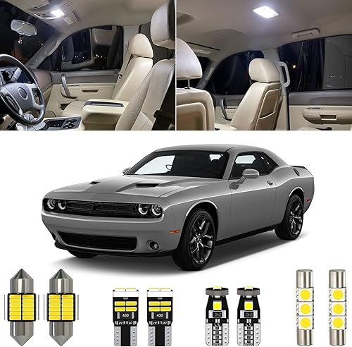 Kit de 13 piezas de luz LED interior Challenger de repuesto para Dodge Challenger 2008 2009 2010 2011 2012 2013 2014 2015 2016 2017 2018 2019 2020,