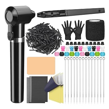 Ink Mixer Machine Hand Poke Tattoo Kit Pigment Mixer with 200pcs Mixing Sticks Tattoo Needles Practice Skin Complete Set for Beginner Artist