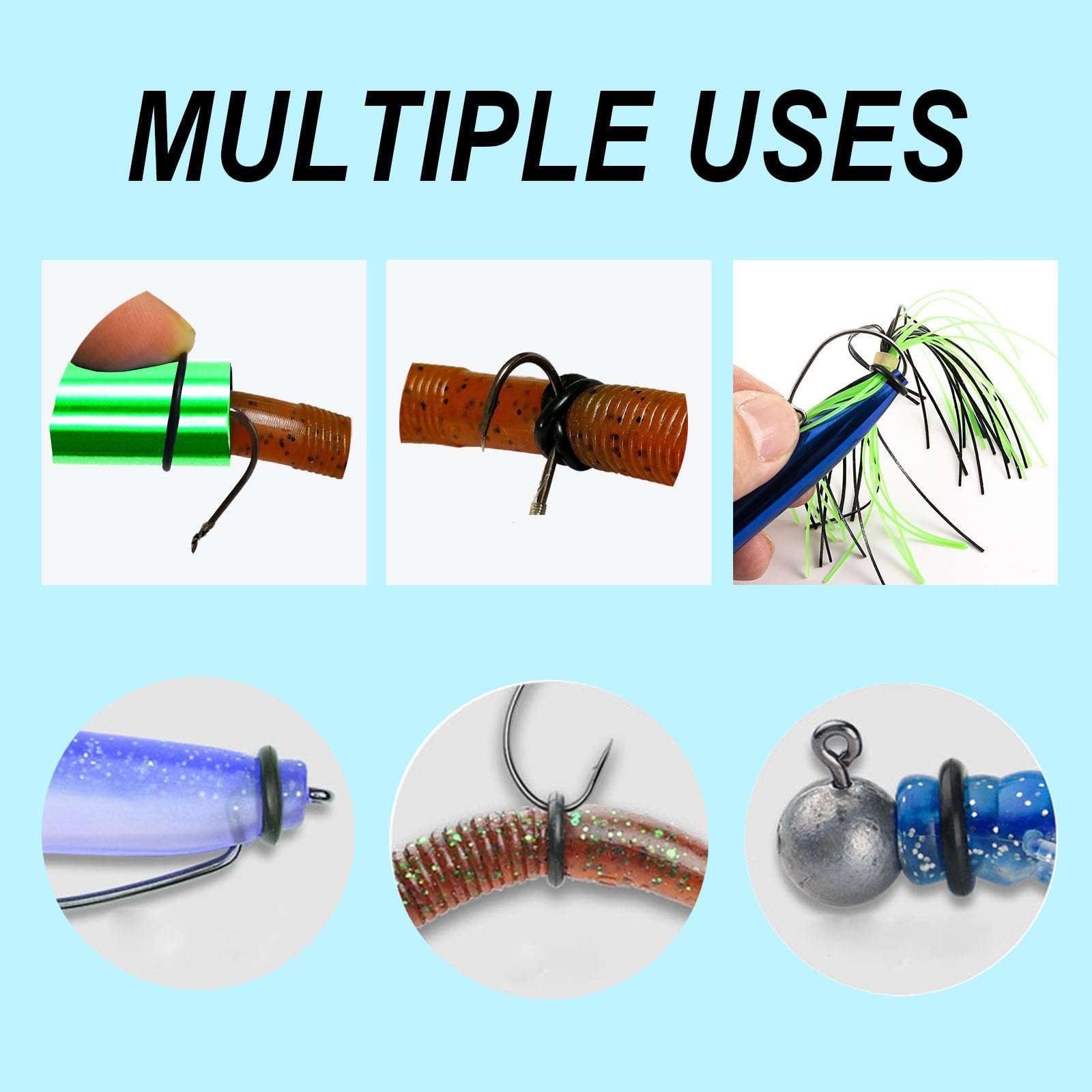 Wacky Rig Tool Kit With 160pcs Fishing O-Rings - Wacky Worm Rigging Tool For Senko Soft Baits With Keychain Lanyard