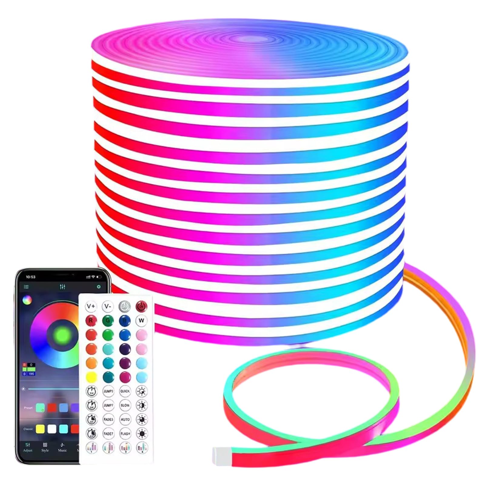 5m Neon LED Strip DIY RGB Rope Light APP Remote Silicone Neon Tape Light Decor