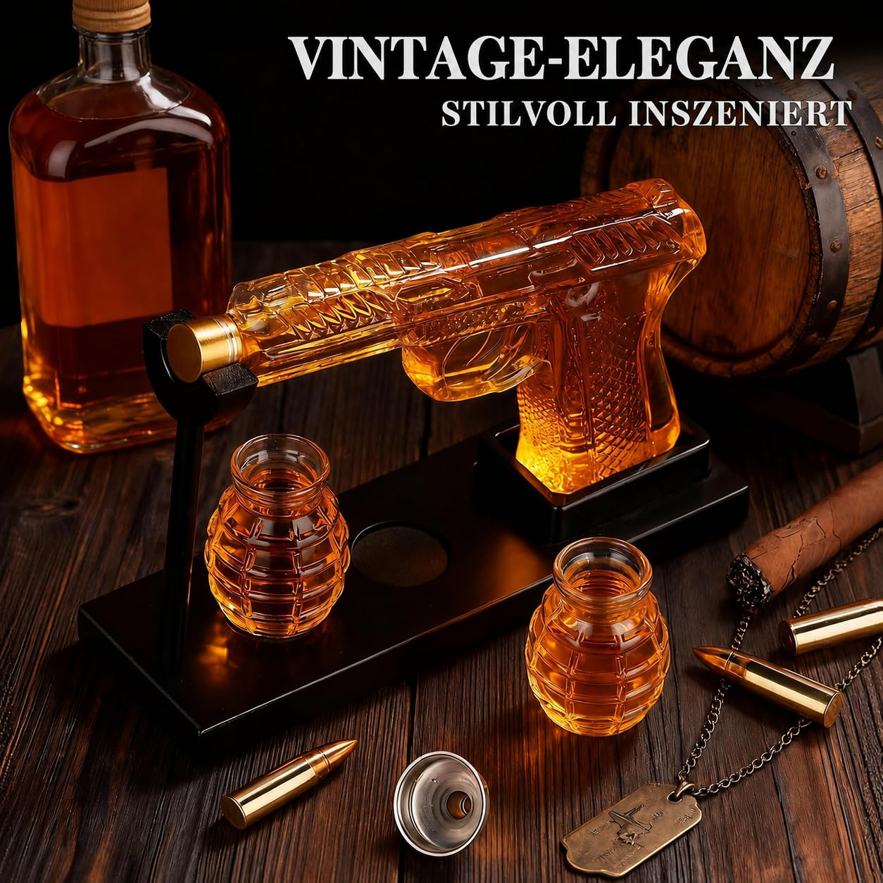 Oaksea Whisky-Karaffe Set mit 2 Gläsern, Geschenk für Männer, Papa