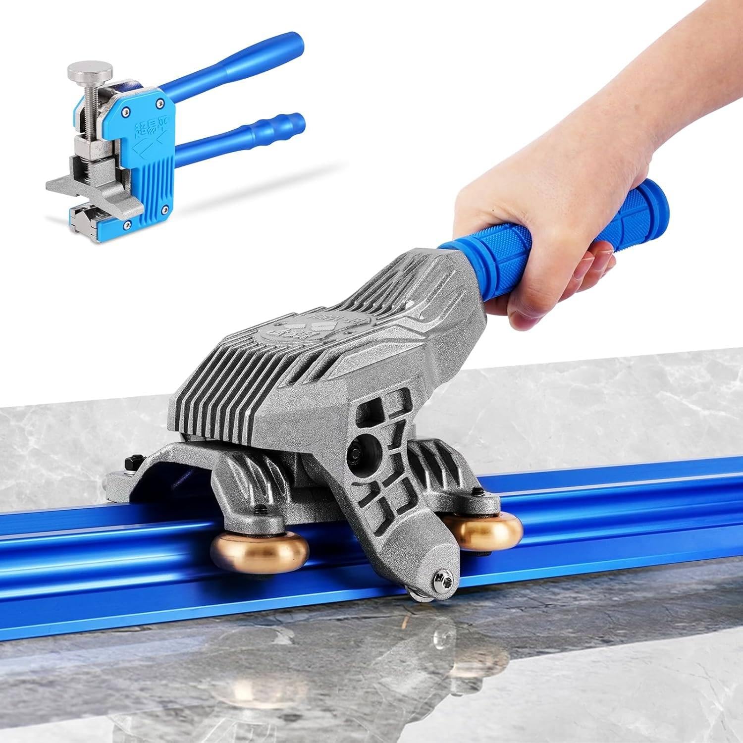 Manual Tile Cutter for Large Format Ceramic and Porcelain Tiles with Double Rails Design