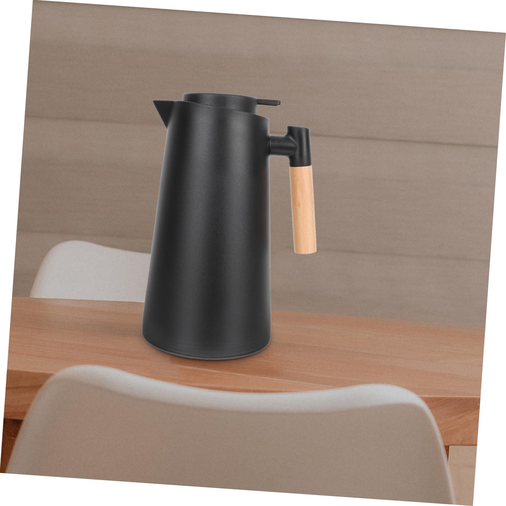 Thermoskanne mit Glas Inneneinsatz und Holzgriff Wärmespeicher Tragbare Kaffeekanne für Zuhause und Büro