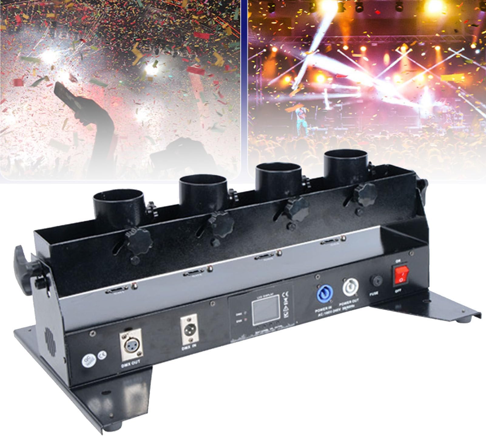 Electric Confetti Cannon Machine Portable Confetti Gun, Professional DJ Confetti Launcher for Partylight Effect Club Bar Wedding Christmas Halloween Carnival Easter,FourHeads