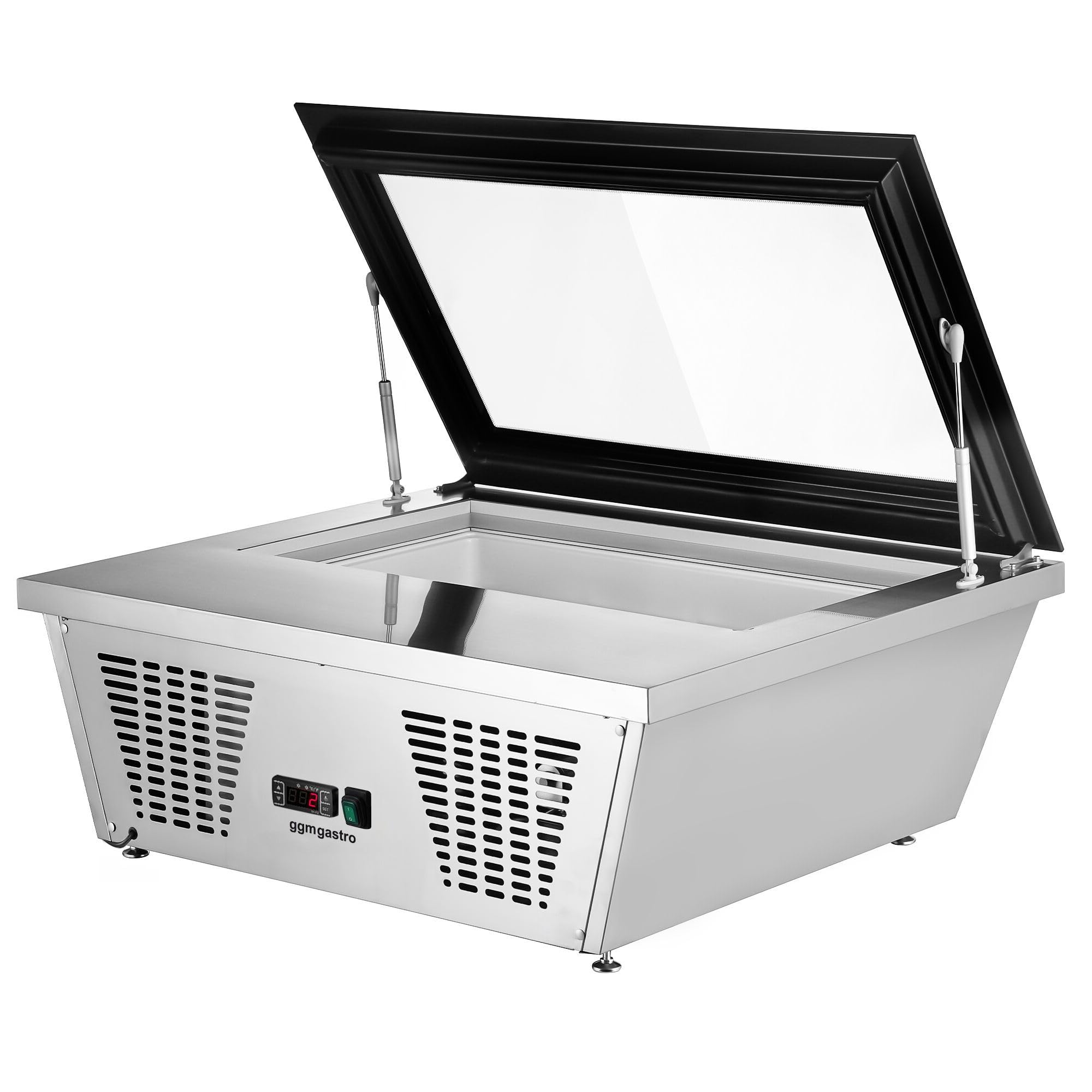 GGM Gastro | EAVNR87N | Tisch-Eisvitrine - 870mm - Statisch - für 4x 5 Liter Eisbehälter - gerader Deckel - Deckelöffnung zur Bedienseite