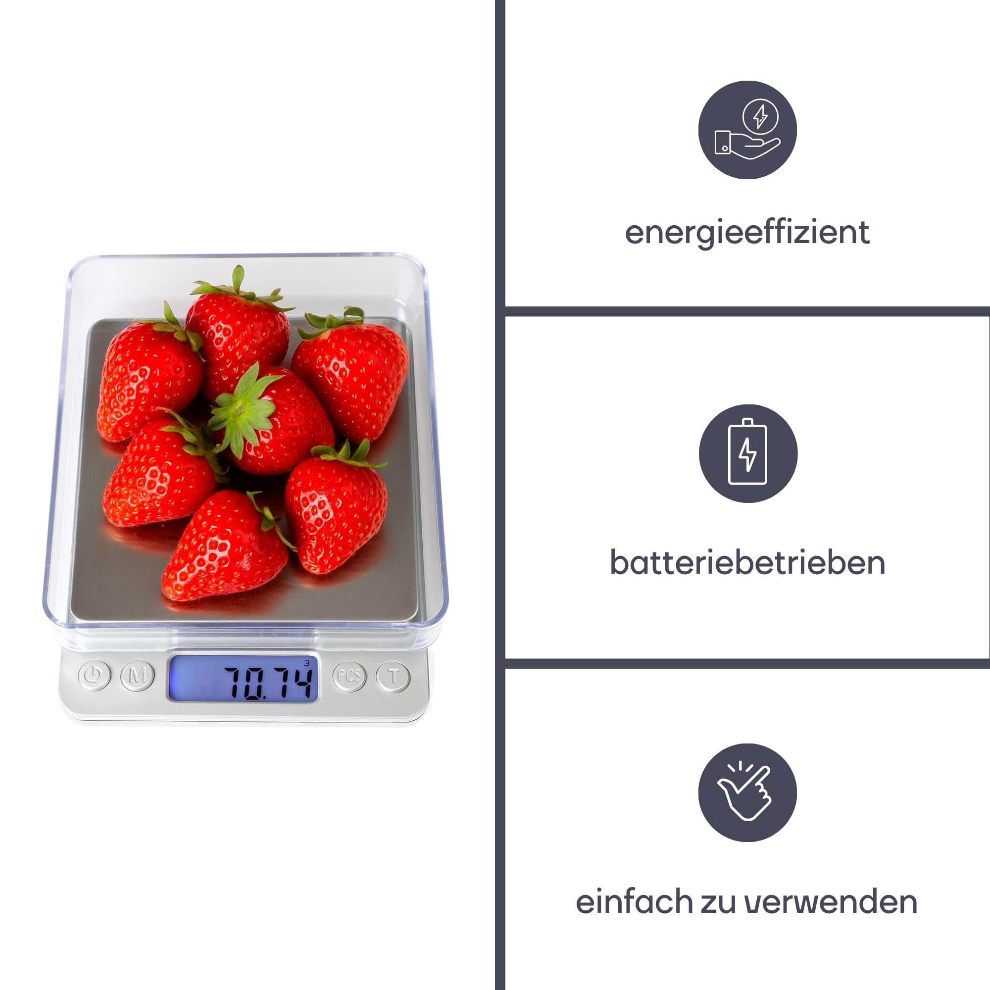 Perel Digitale Präzisionswaage 500 g, Genauigkeit bis 0,01 g, LCD-Display mit Hintergrundbeleuchtung, Tara-Funktion, automatische Abschaltung, kompakte Taschenwaage, grau