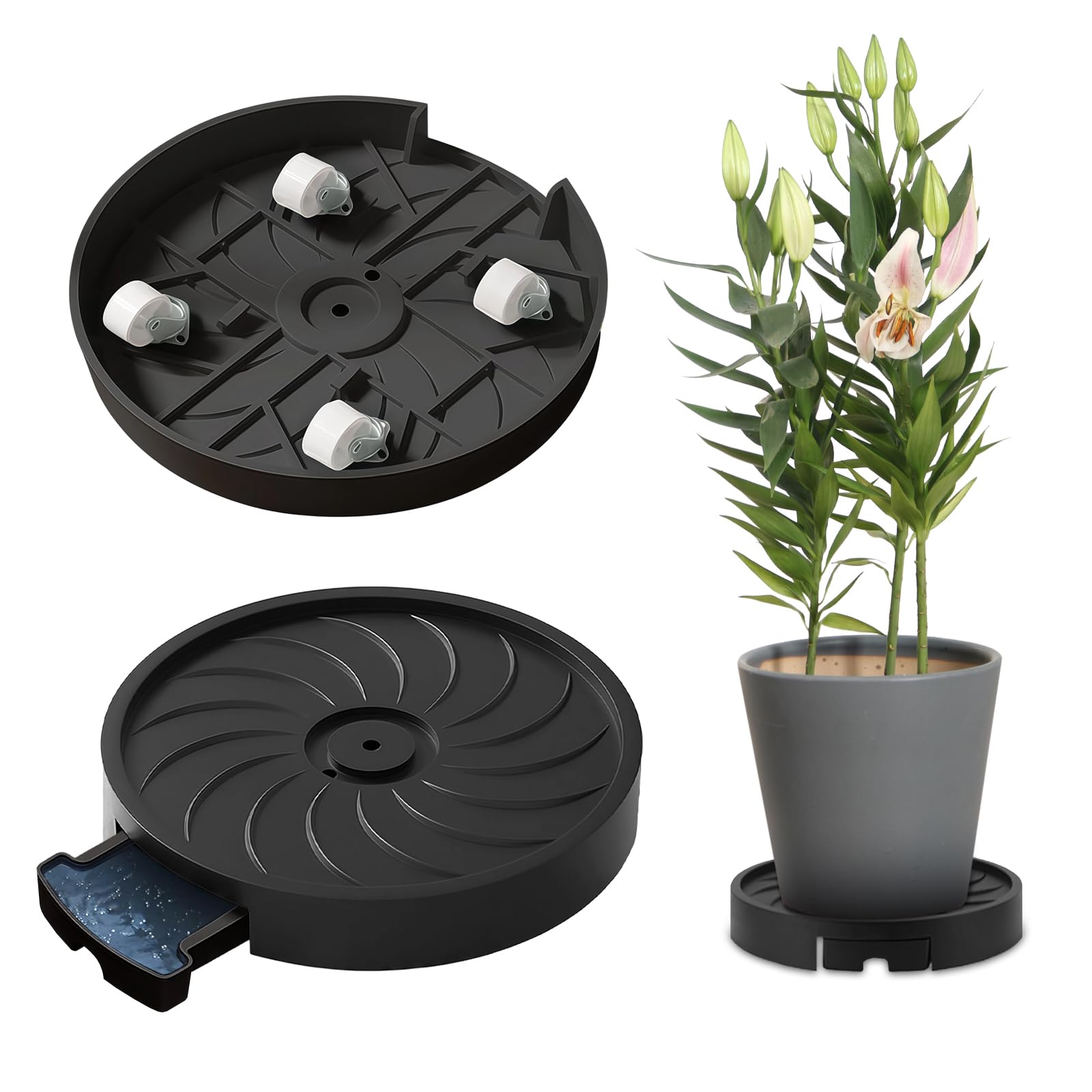 Chariot plante 30cm pour pot de fleur intérieur et extérieur