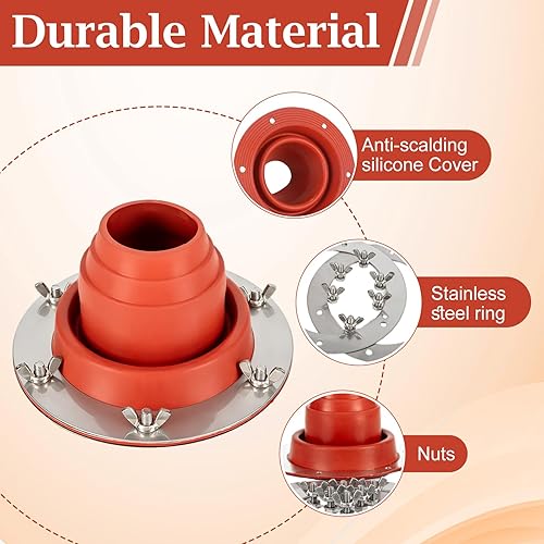 Miniatura 4 de Kit de gato para estufa de tienda, tubo flexible de silicona para techo de alta temperatura, tubo de metal para techos intermitentes, kit de gato