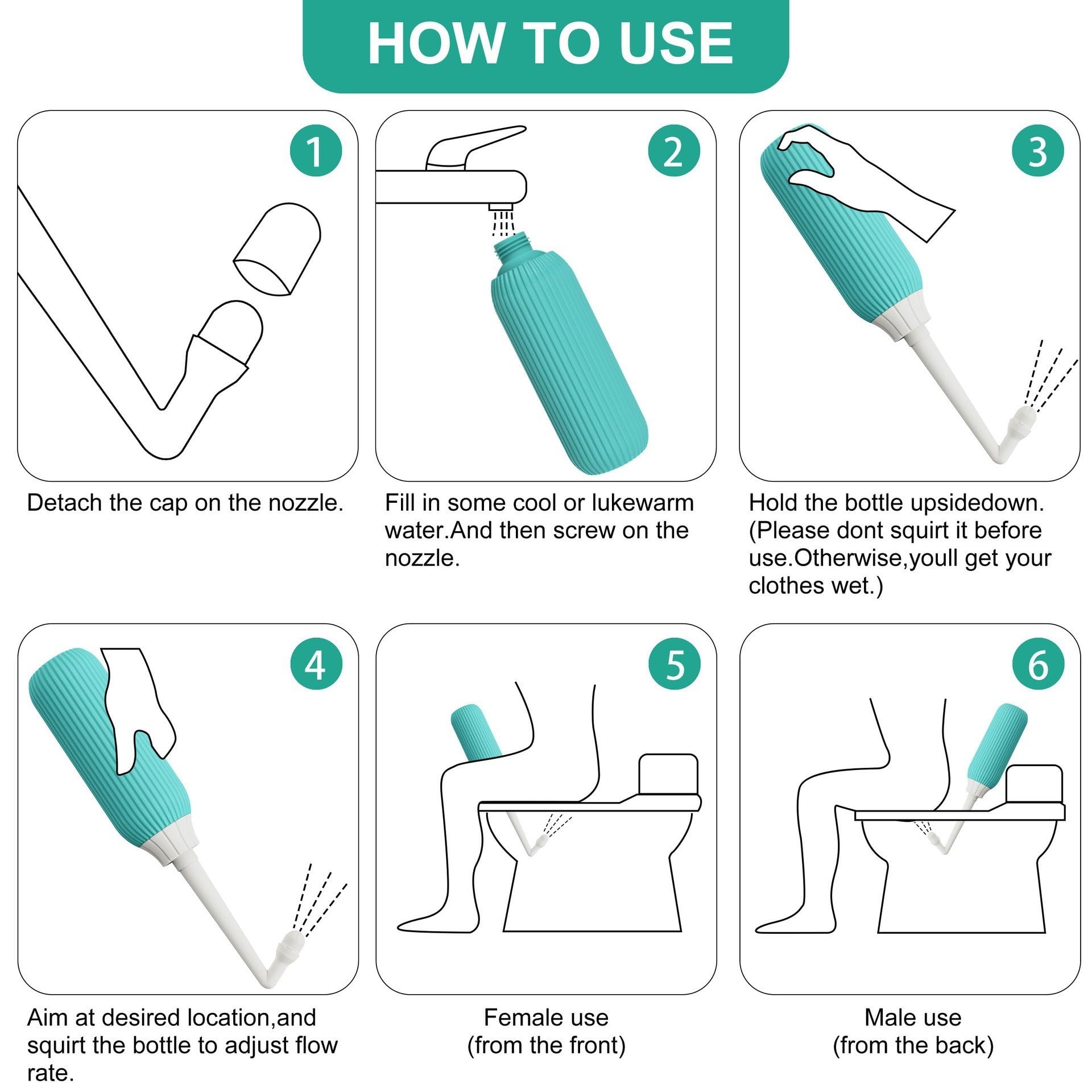 Peri Bottle Postpartum and Perineal Care 500ML Sprayer Personal Cleaner Hand Held Seat Toilet Bidet Tackle Hygiene Washing Travel Portable Bottle Elder/Woman Bidets