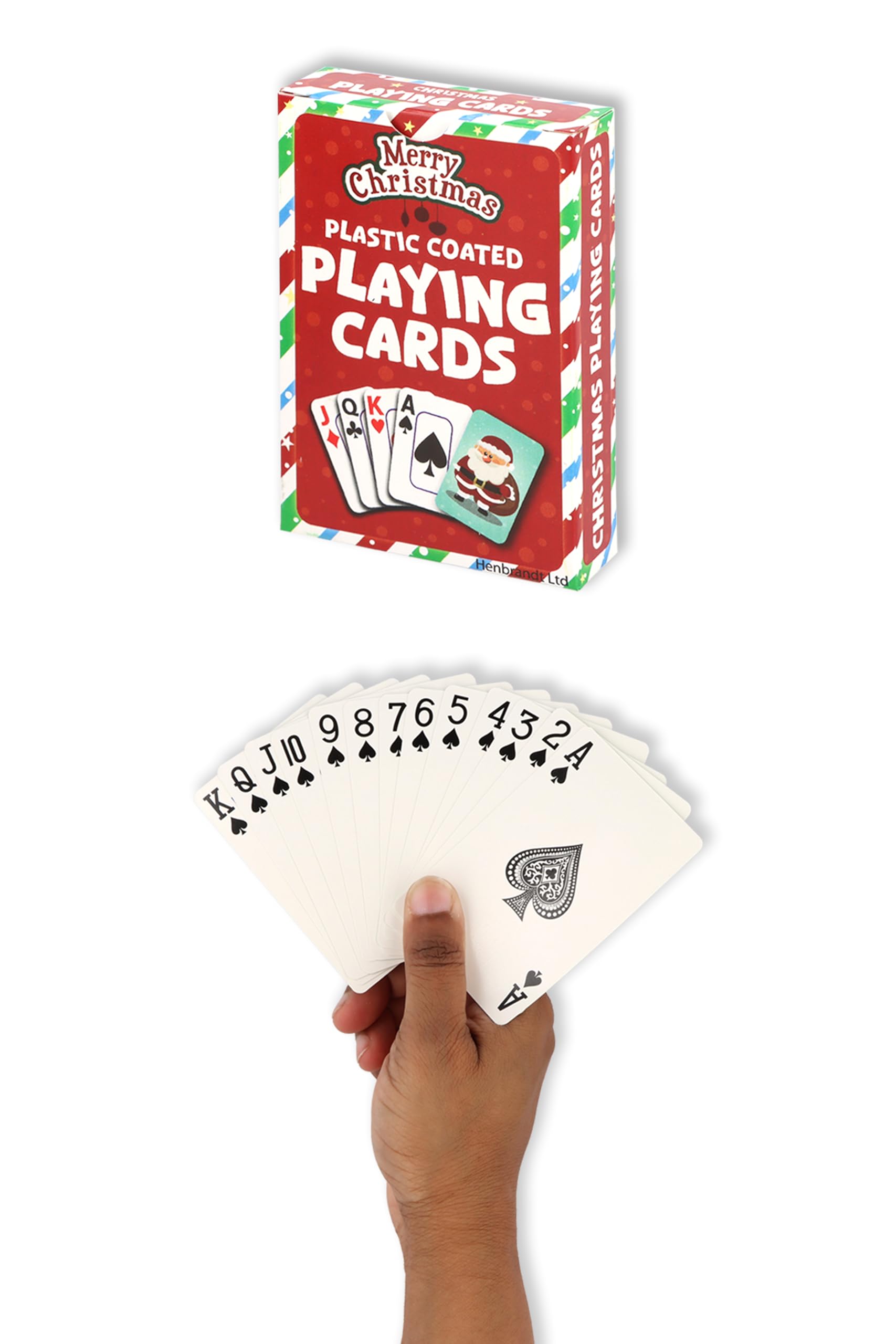 HENBRANDT 12 x Packs of Christmas Plastic Coated Playing Cards - Festive Holiday Design Standard Size 9x6cm - Perfect for Family Game Nights, Parties & Xmas Stocking Fillers