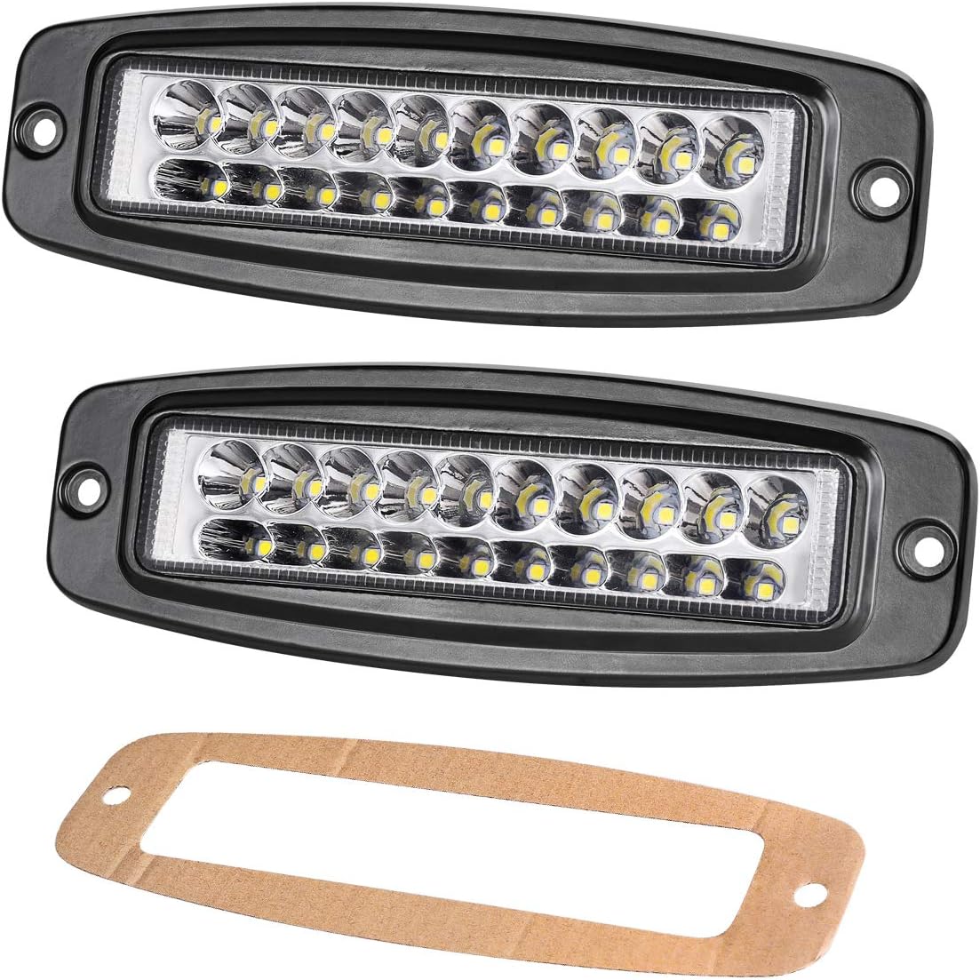 Flush Mount LED Pods, SWATOW 4x4 2pcs 7 inch 46W Flush Lights Slim Light Bar Spot LED Work Light Driving Fog Lamp Off Road Bumper Lighting Waterproof for Truck Car Backup ATV SUV Boat