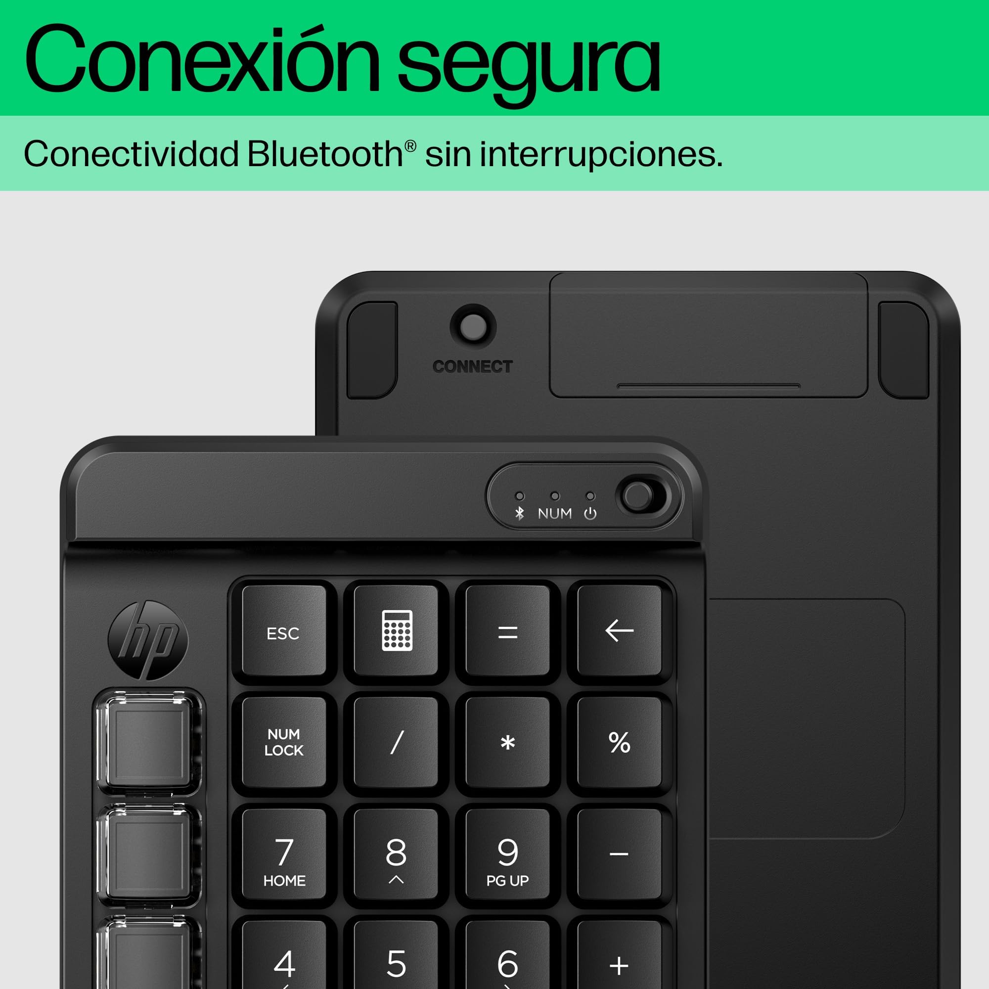 HP 430 Teclado Numérico Programable Inalámbrico, Bluetooth 5.3, 50 Millones de Pulsaciones, Compatible con Windows 10/11, macOS y ChromeOS, Diseño Compacto, Color Negro