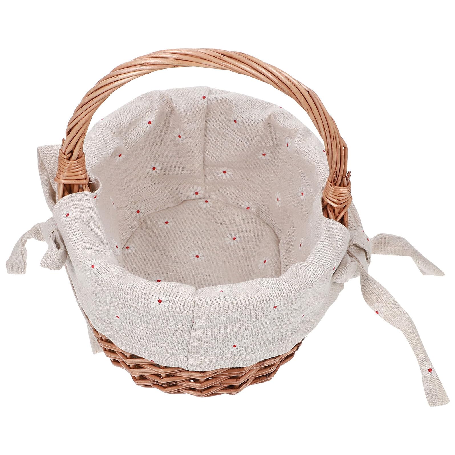 Cesto Intrecciato per Fiori da Matrimonio Portatile in Legno e Tessuto | Proposta e Cerimonia Nuziale, Colore Kaki, Decorazione Matrimoniale, Manici Pratici