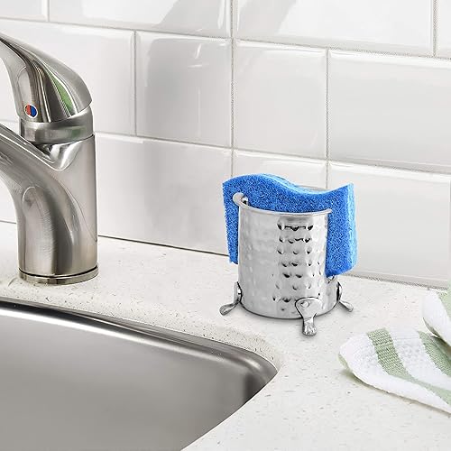 Miniatura 2 de Monarch Abode Soporte de esponja de cocina martillado a mano de níquel 4.5 x 4 x 3.5