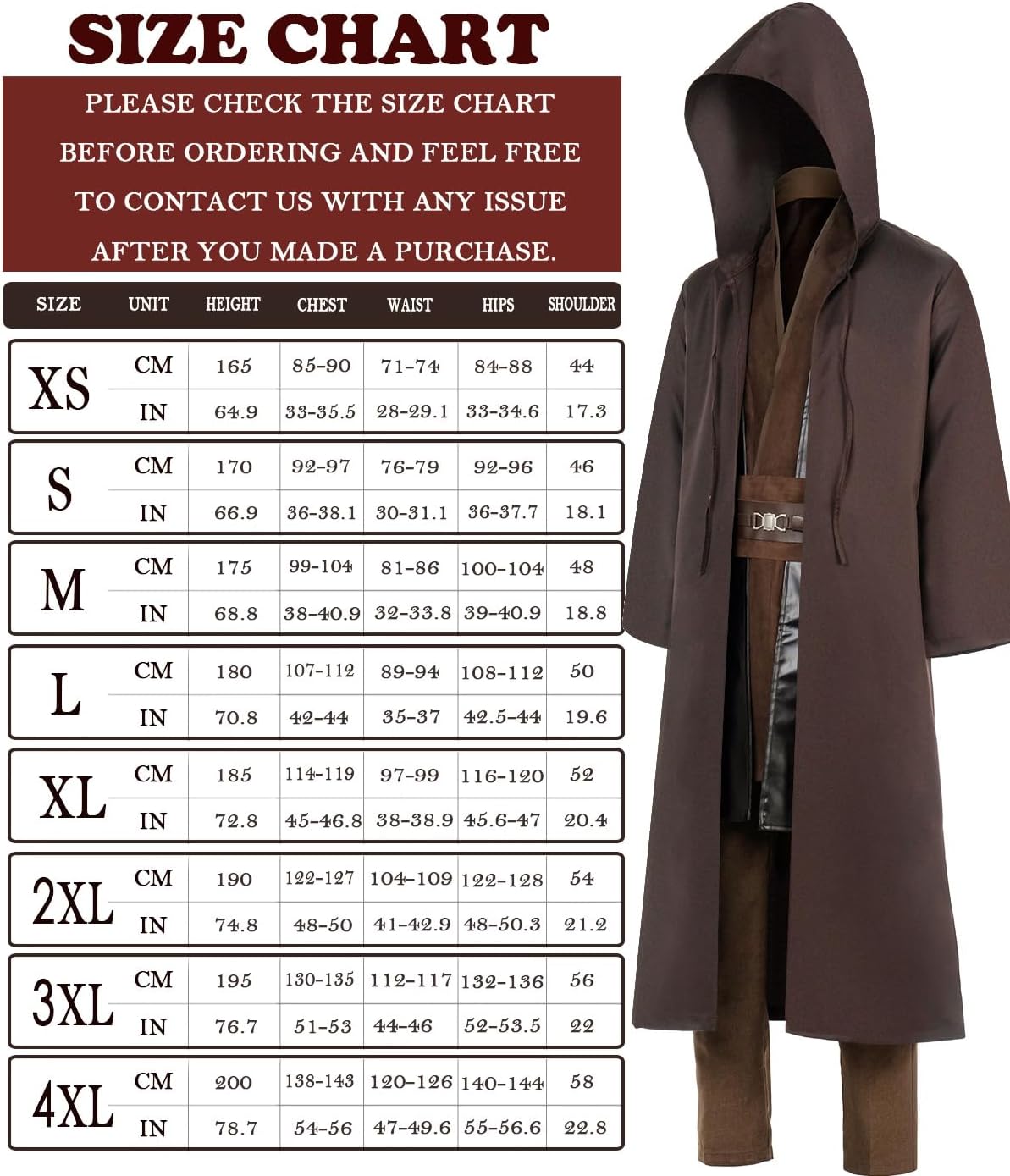 Knight Costume Adult Men's Tunic Hooded Robe Outfits Halloween Cosplay Uniform - Image 7