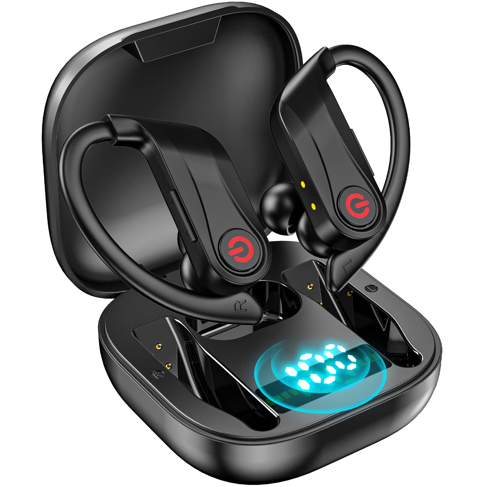 Boytond Auricolari Bluetooth Sports Cuffie Bluetooth Wireless Stereo HiFi Senza Fili Cuffitte con 4 HD Mics, ENC Cancellazione Del Rumore Auricolari, IP7 Impermeabili, Nero (2025)