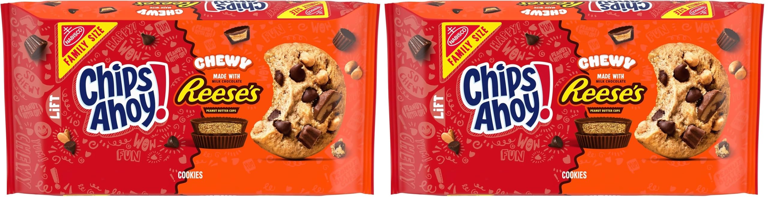 Chewy Chocolate Chip Cookies with Reese's Peanut Butter Cups, Family Size, 14.25 oz (Pack of 2)