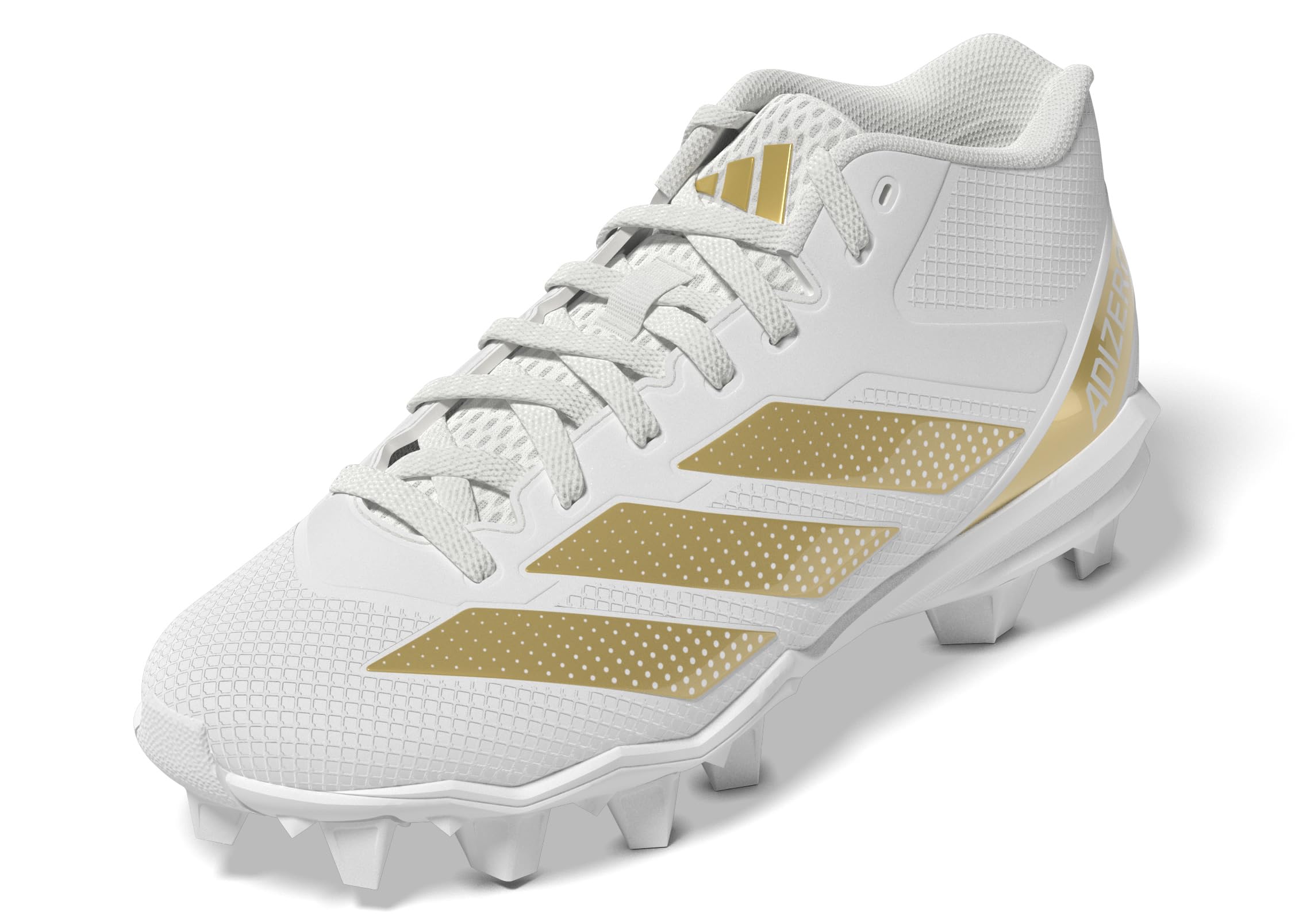 adidas Adizero Impact.2 Molded American Football Sneaker, White/Gold Metallic/White, 1 US Unisex Little Kid