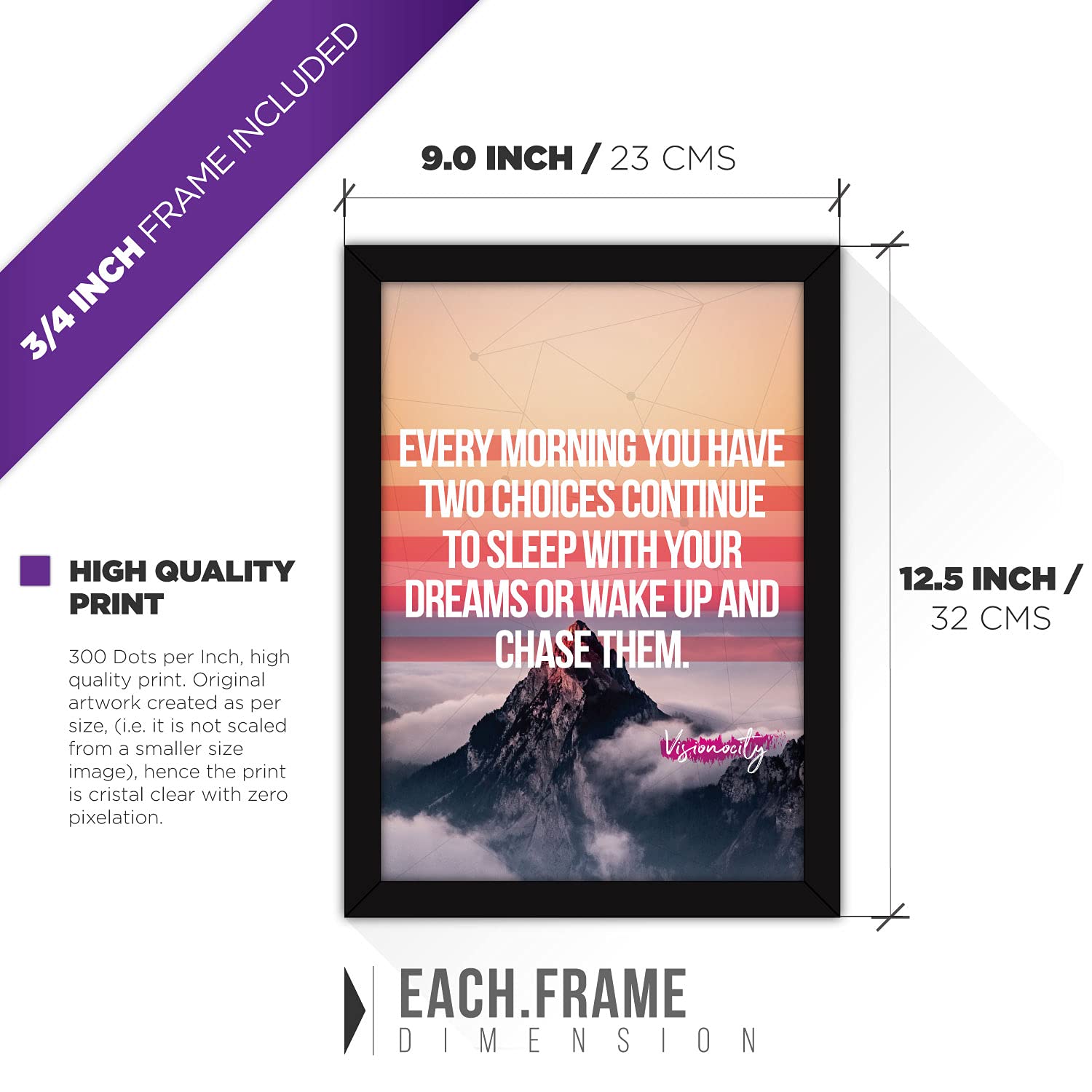 FATMUG Framed Wall Paintings Life Quotes For Office Decor and Home - Set of 4 With Glass - Dreams