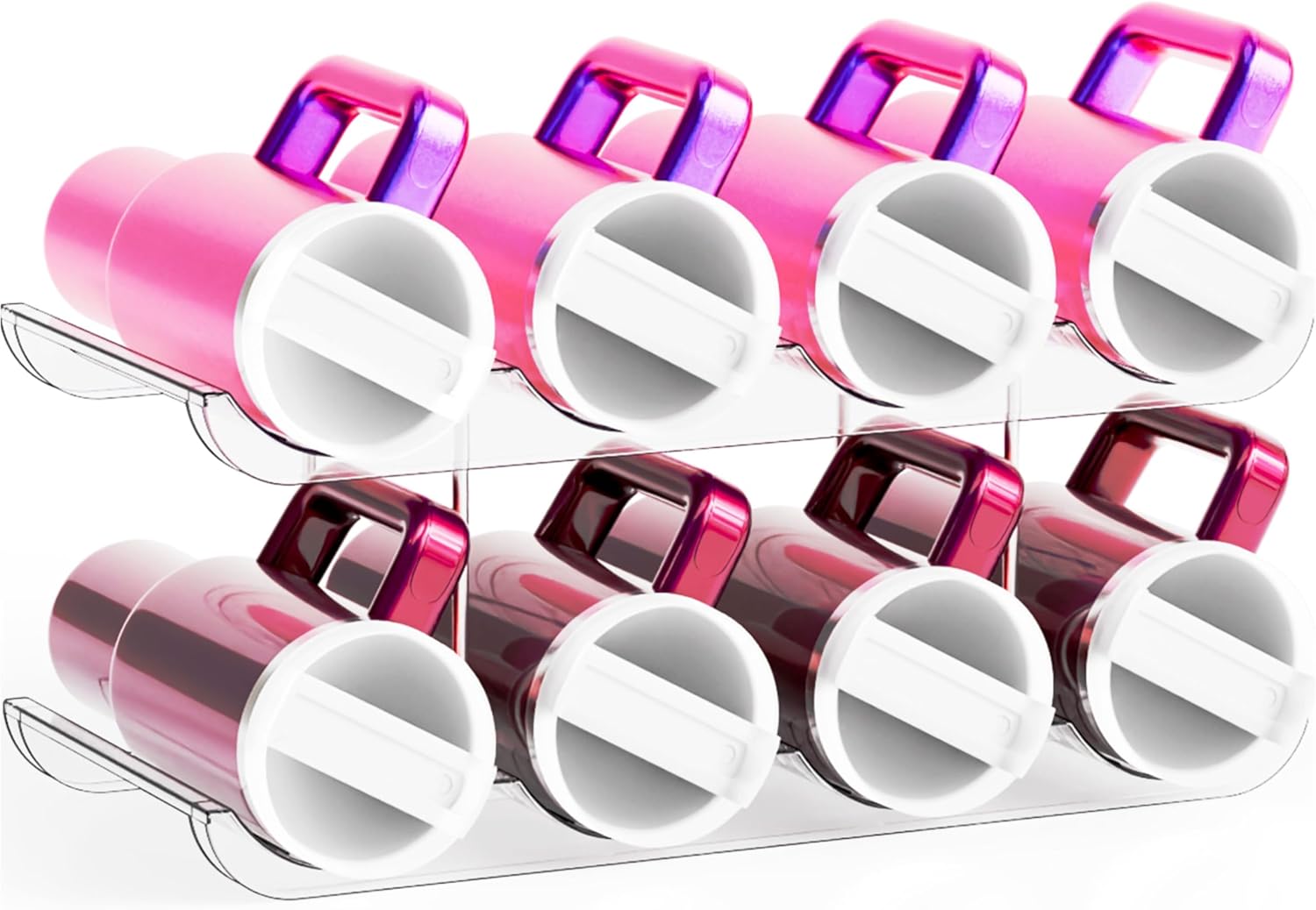 Yieach 2 Tier Water Bottle Holder for Cabinet,Acrylic Wine Rack and Stackable Water Bottle Organizer for Pantry - Waterbottle Organizer for 40 oz Stanley Cup Holder and Other Tumbler Organizers