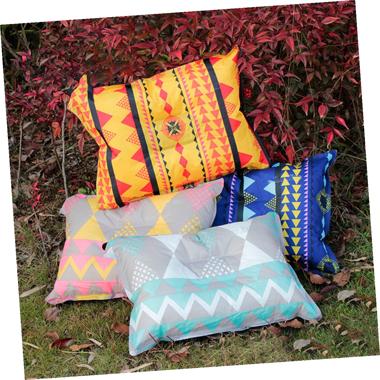 TOYANDONA Coussin de Voyage Gonflable Automatique Accessoire de Camping Oreiller pour Avion et Extérieur Soutien Confortable pour Cou Tête Pours Siestes Voyage Rayures