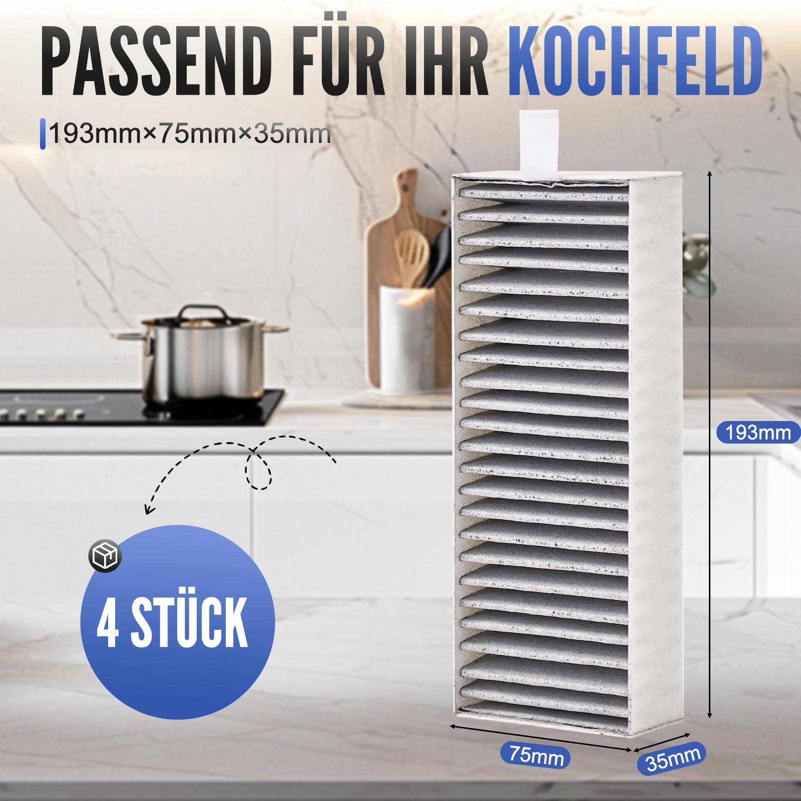 Lot de 4 filtres à charbon actif pour hotte aspirante Siemens HZ9VRCR0 17004796/Bosch HEZ9VRUD0 17004811/Neff Z821VR0 17004806/Gaggenau CA282111/Constructa CCZ9VRCRCR0 17006669 Clean Recirculateur
