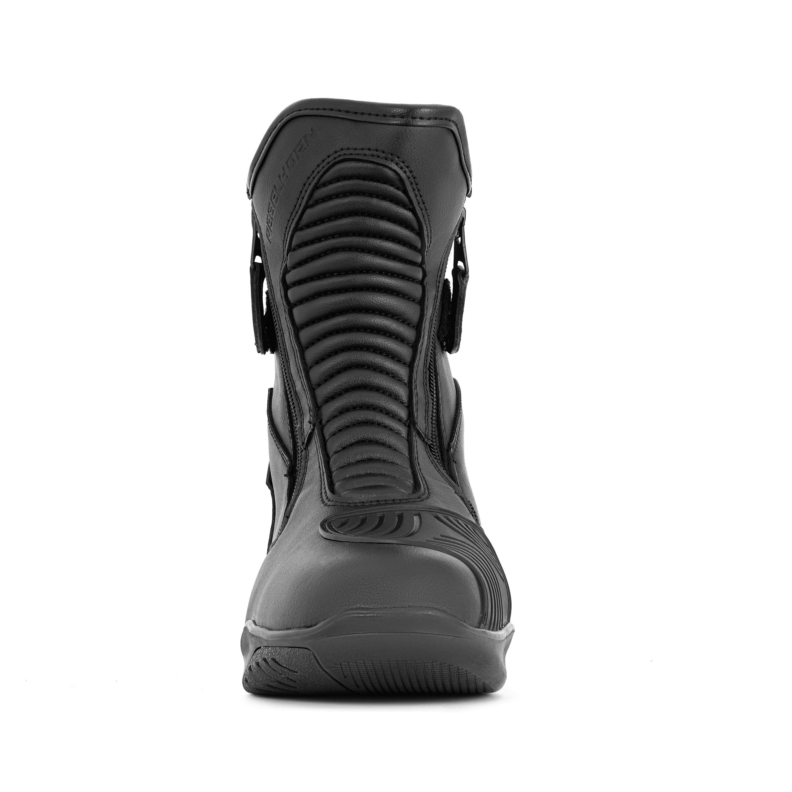 REBELHORN Rio Botas de Moto Hombre y Mujer | Cuero PU | Membrana Hipora | Protectores de Tobillo | Dos Cremalleras Largas | Plantillas Antibacterianas | Elementos Reflectantes | Tallas hasta 48