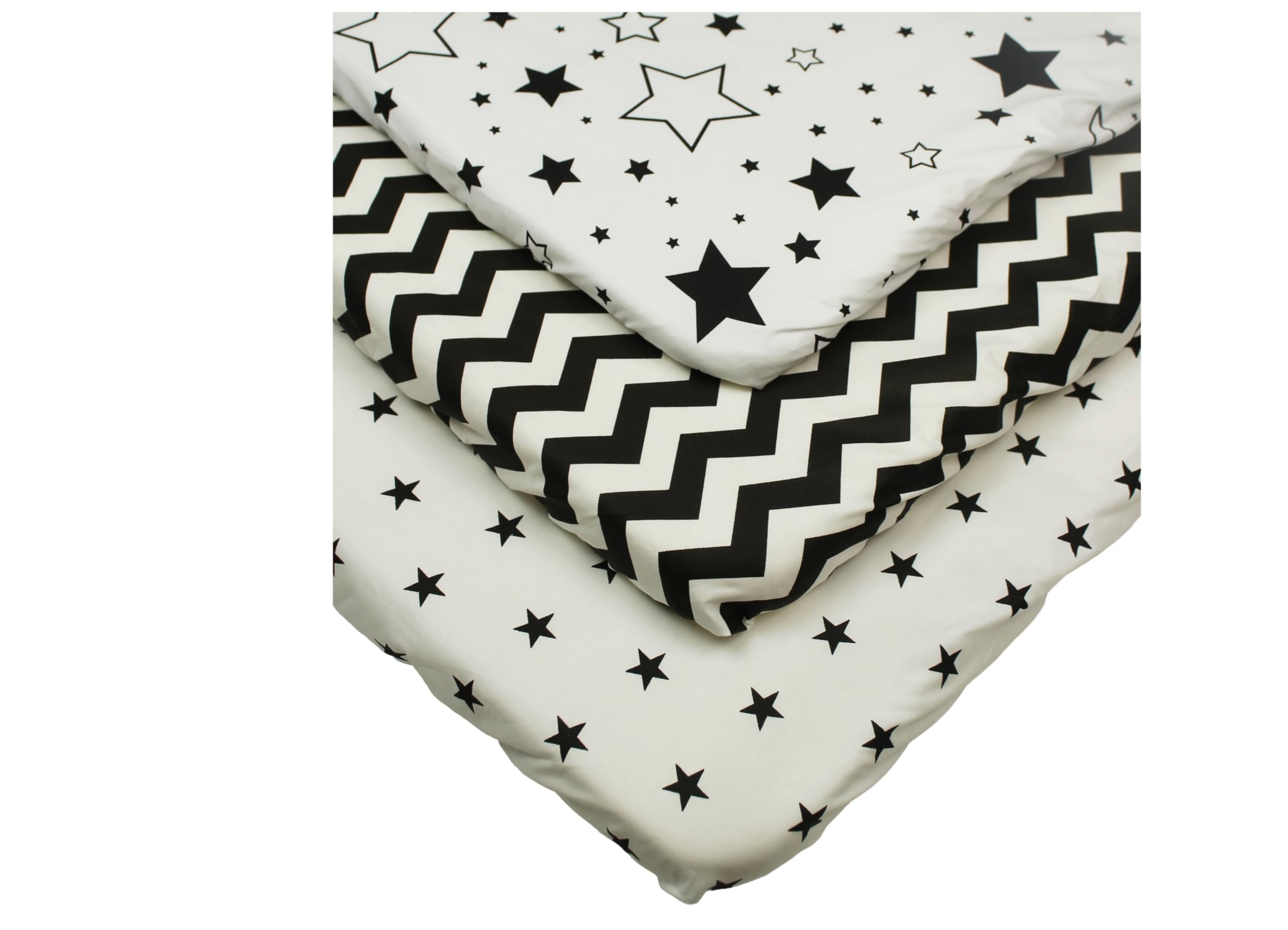 3-Pack Fitted Sheets for Bedside Cribs, Compatible with Chicco Next2Me, 55x90cm, Soft Cotton Baby Sheets