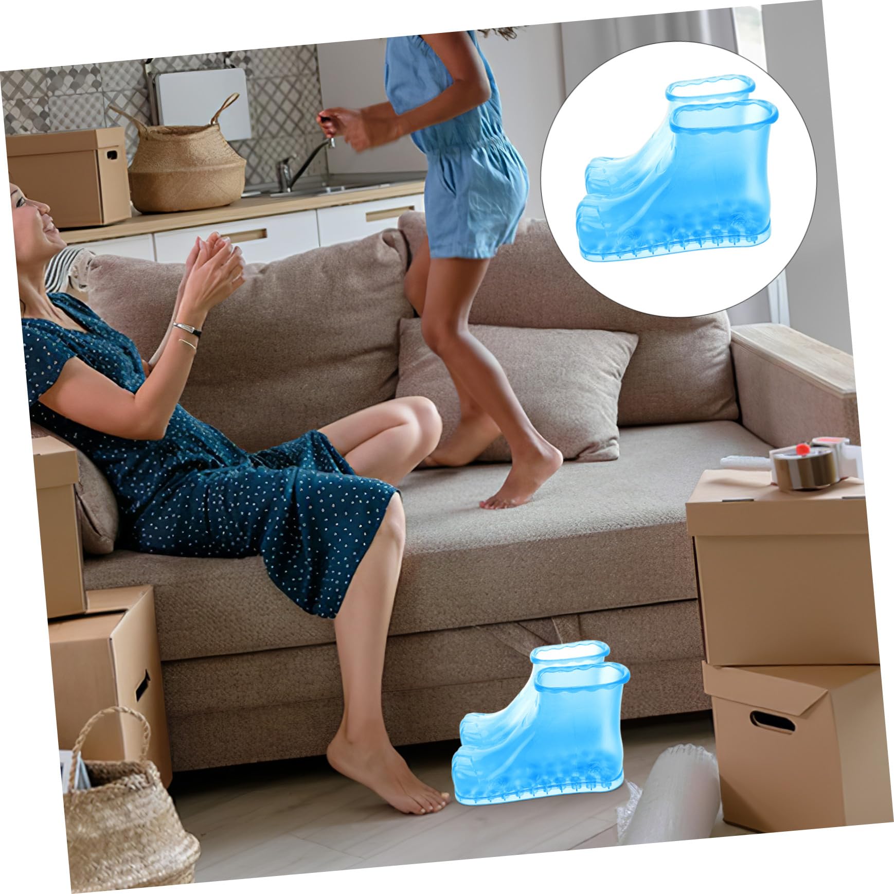 LIFKOME Zapatos para Baño de Pies Azules con Masaje Cubeta Portátil para Remojo y Lavado Botas de Pedicura Antideslizantes para Familiar Casa